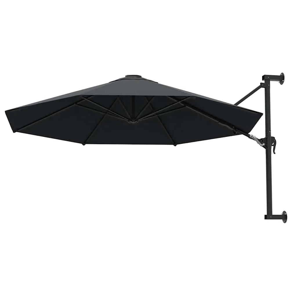 Wand-Sonnenschirm 300x131 cm Anthrazit mit Kurbel und 8 Schirmrippen