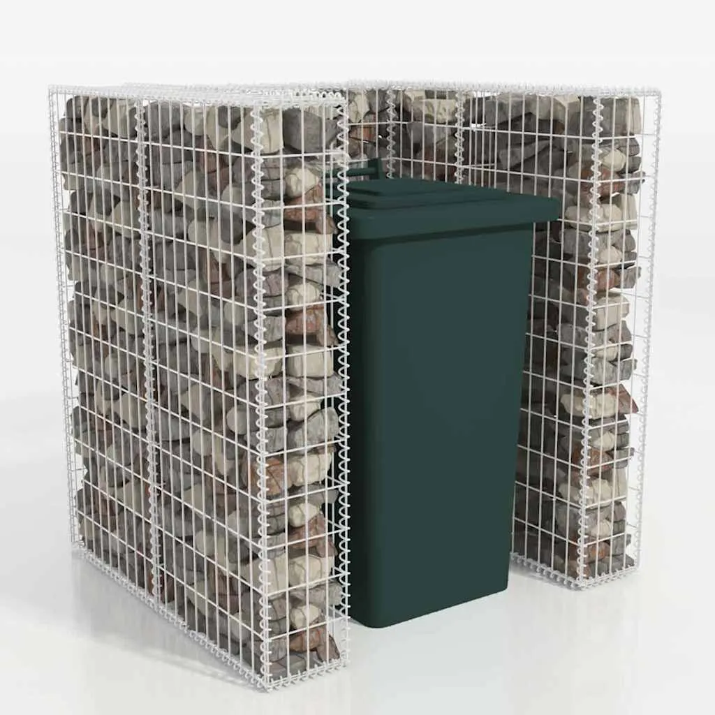 Gabionen-Mülltonnenverkleidung 110x100x120 cm Silber