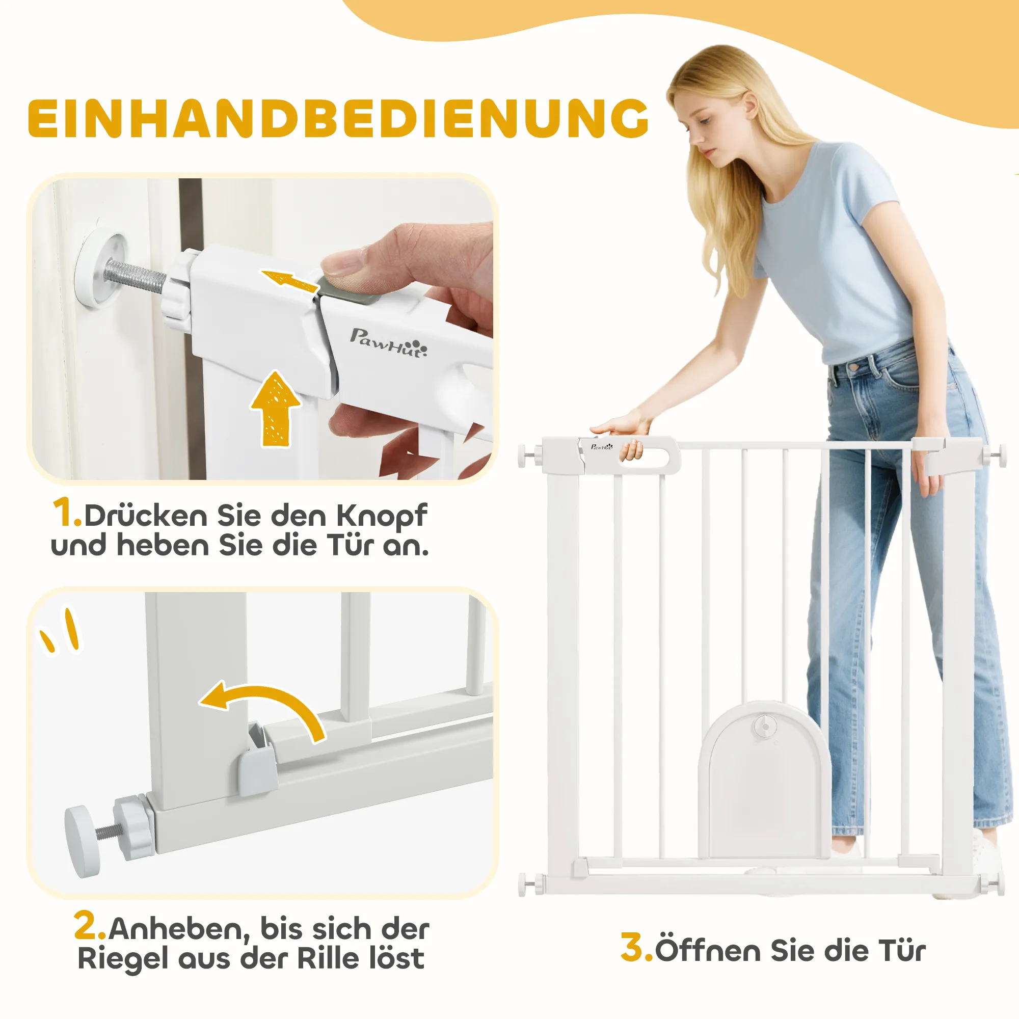 Treppenschutzgitter für Haustiere aus Stahl, 75-82 cm, Weiß