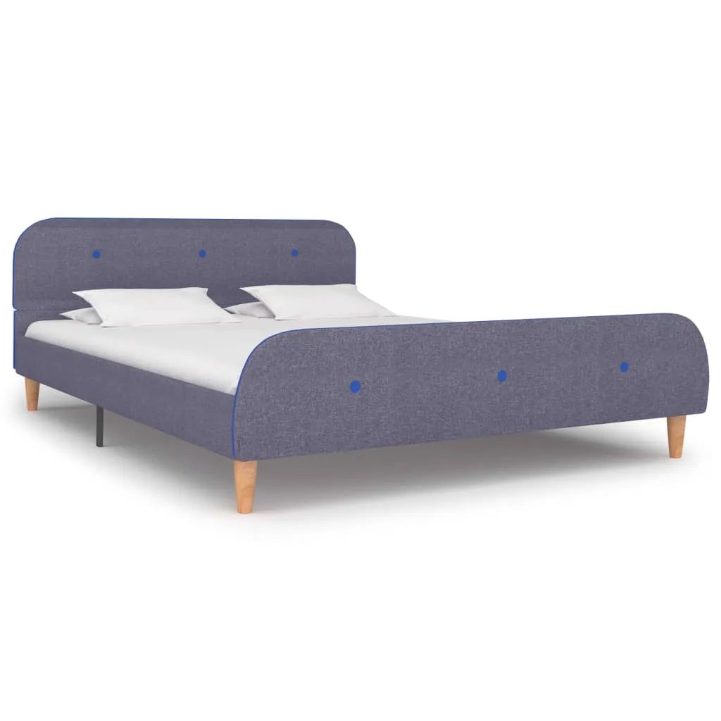 Eleganter Bettrahmen Hellgrau 208x146x81 cm aus Massivholz und Eisen