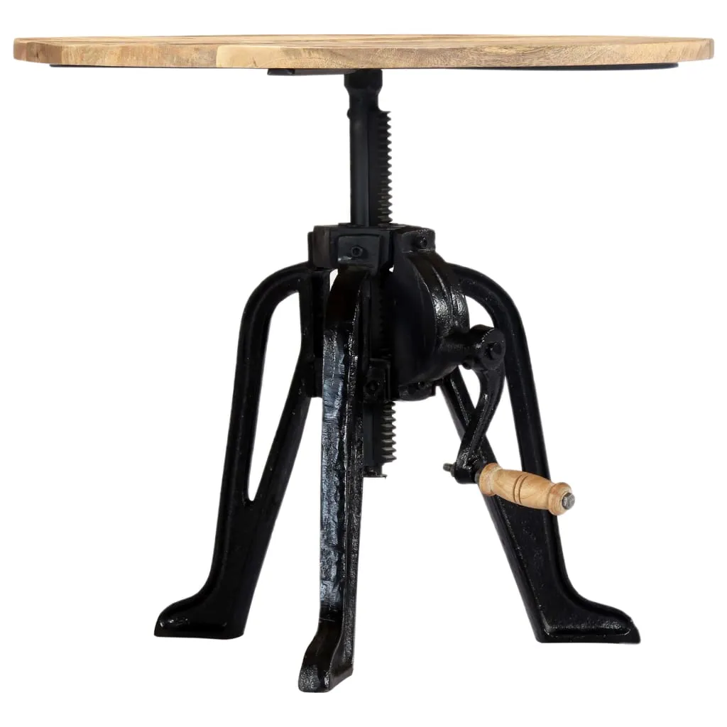 Beistelltisch aus Vollholz mit Gusseisenbasis, 60 x (46-63) cm