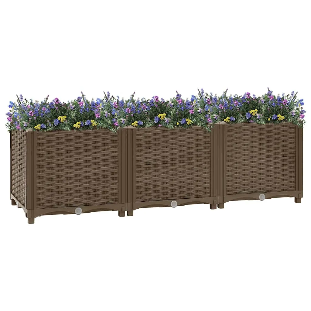 Braunes Hochbeet aus PP 120 x 40 x 38 cm