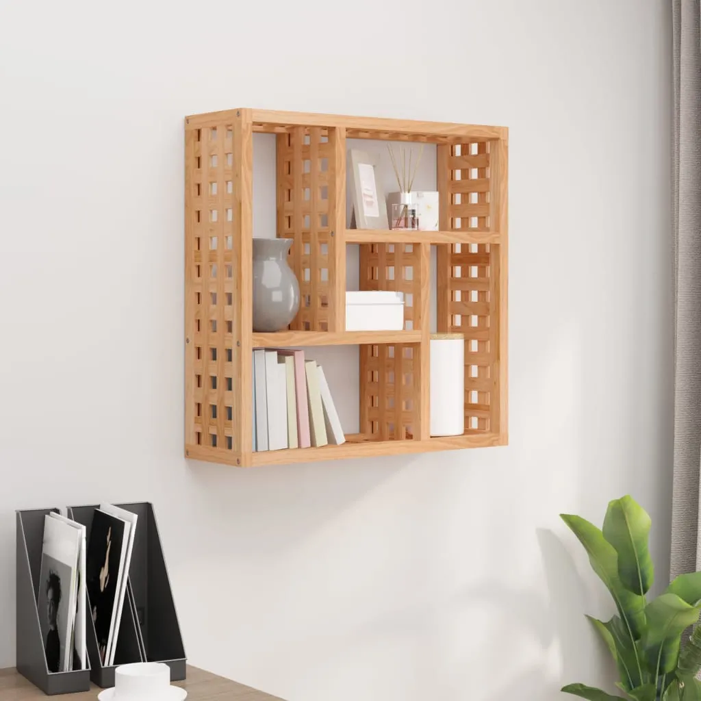Wandregal aus Massivholz, Walnuss Finish 49x15x49 cm