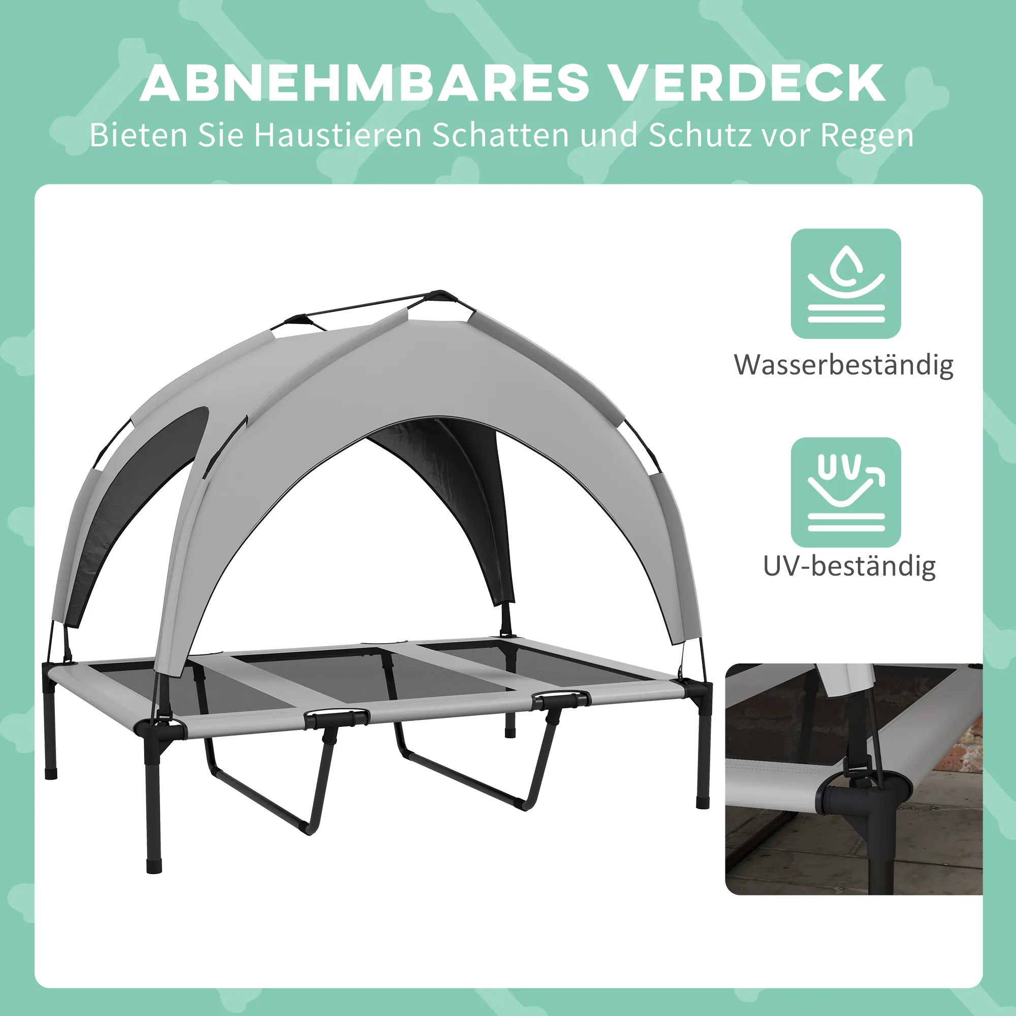 Hundebett Outdoor wetterbeständig Oxford-Polyester Hellgrau