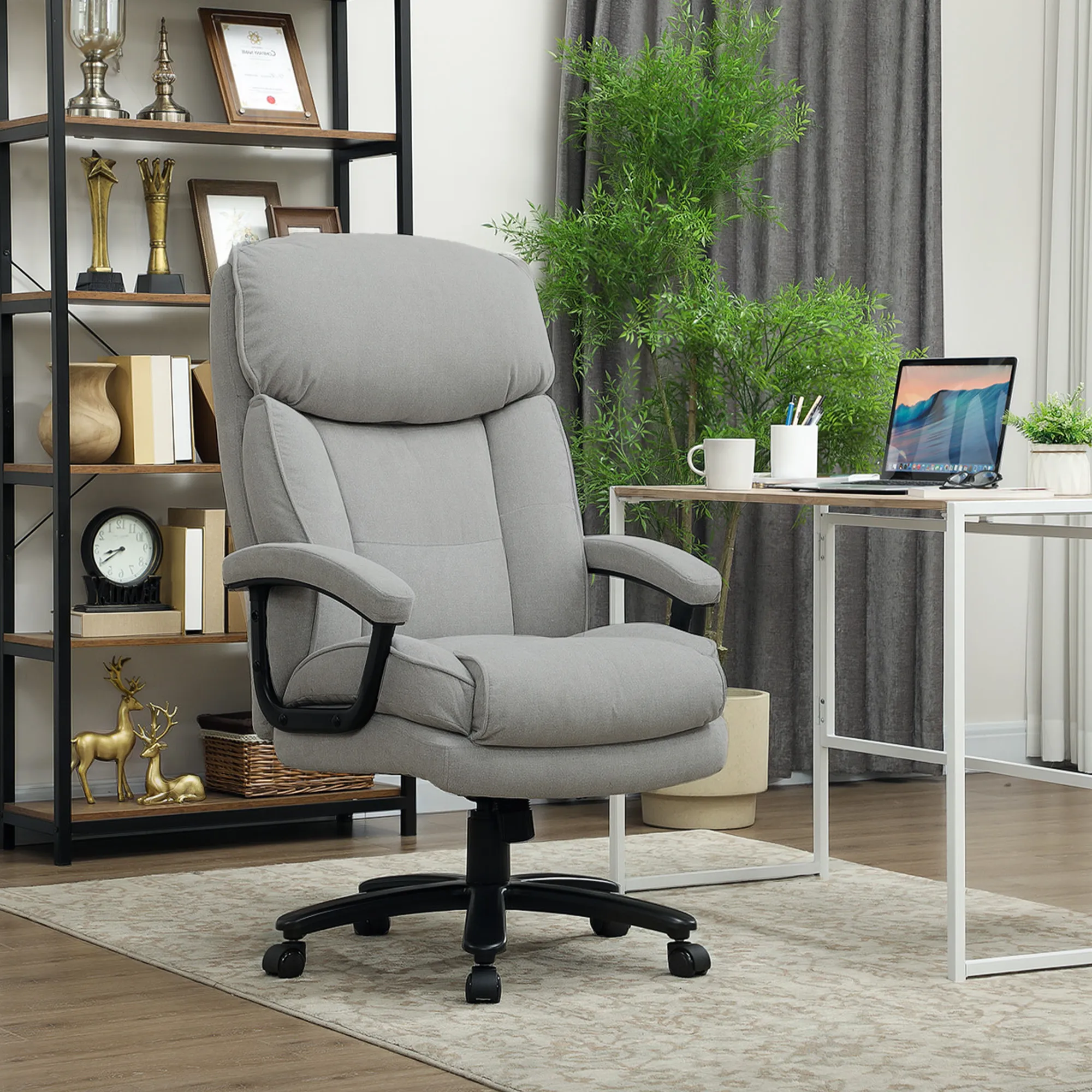 Schreibtischsessel Hellgrau 68,5B x 79T x 117-125H cm