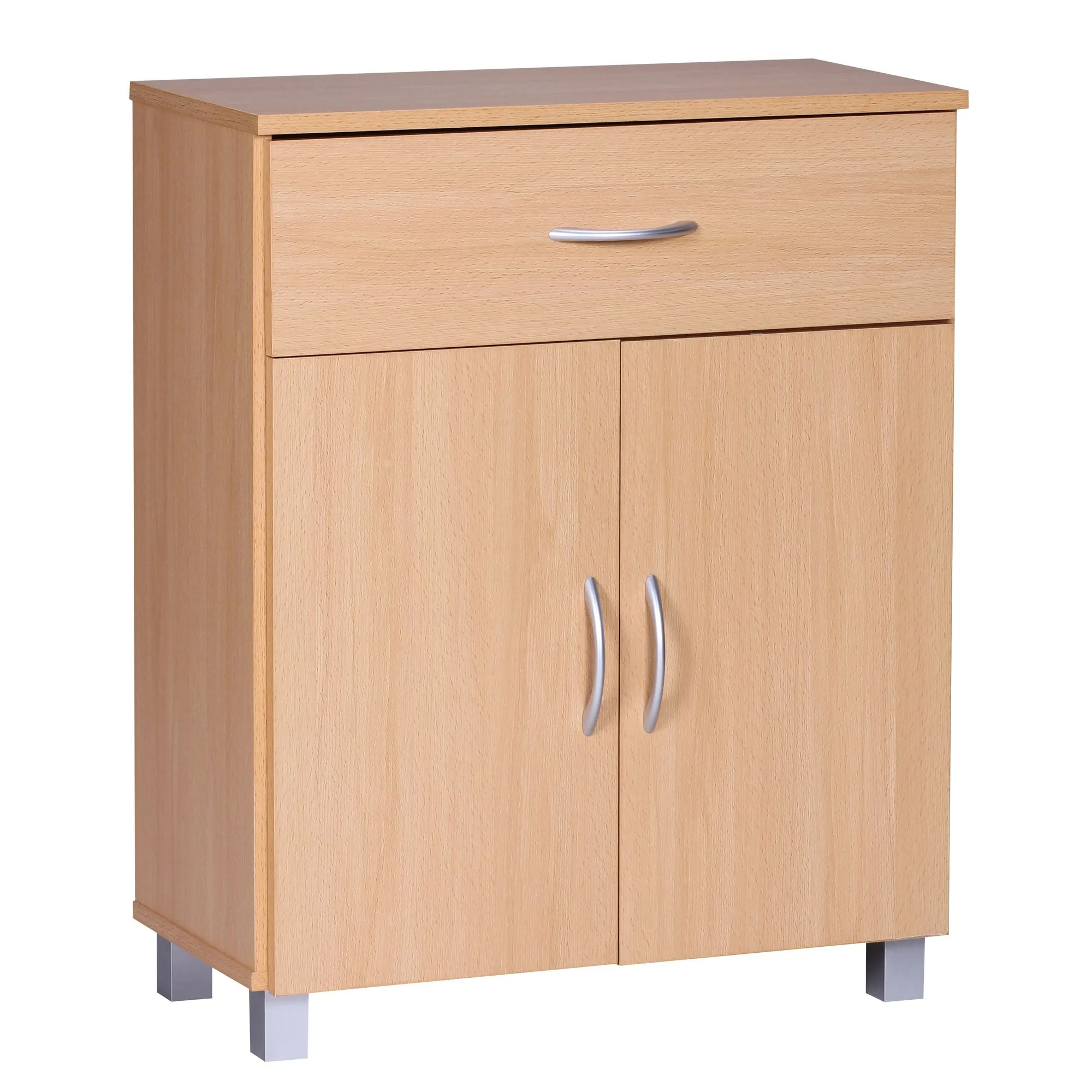 Wohnling Schuhschrank mit Schublade und 2 Türen 60×75×30 cm Buche Optik