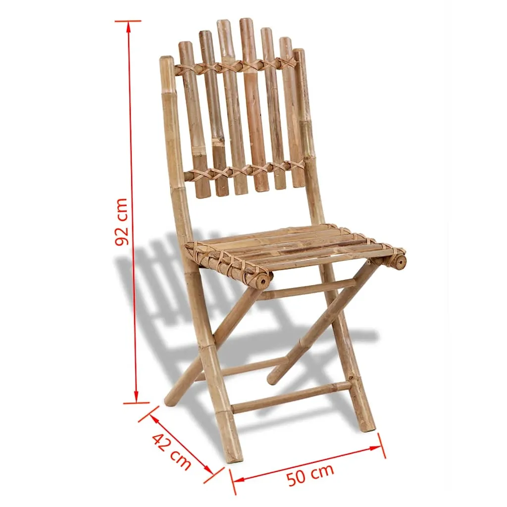 Gartenmöbel-Set Bambus klappbar Tisch 80x70 cm Stühle 50x42x92 cm