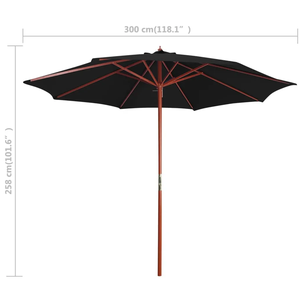 Sonnenschirm mit Holz-Mast 300x258 cm Schwarz
