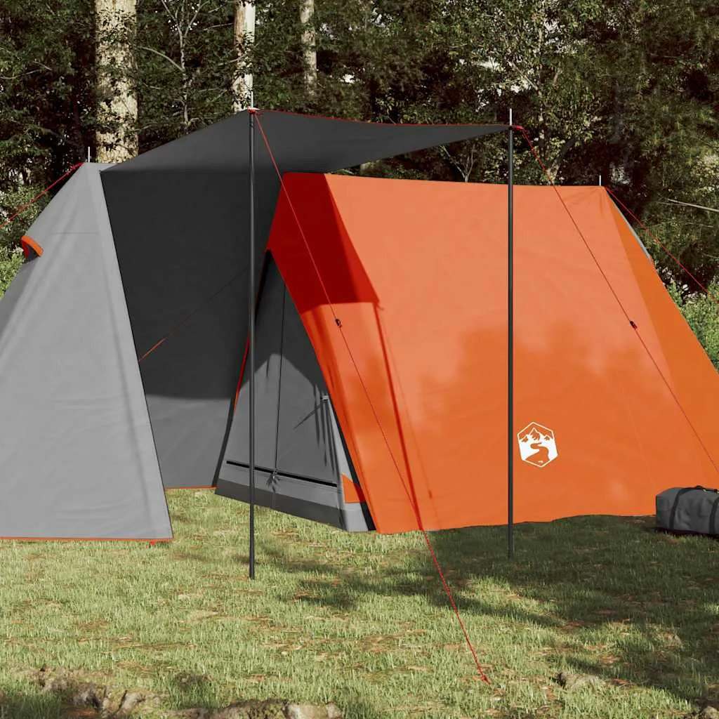 Campingzelt Grau und Orange 470x220x170 cm mit PU-beschichtetem Polyester