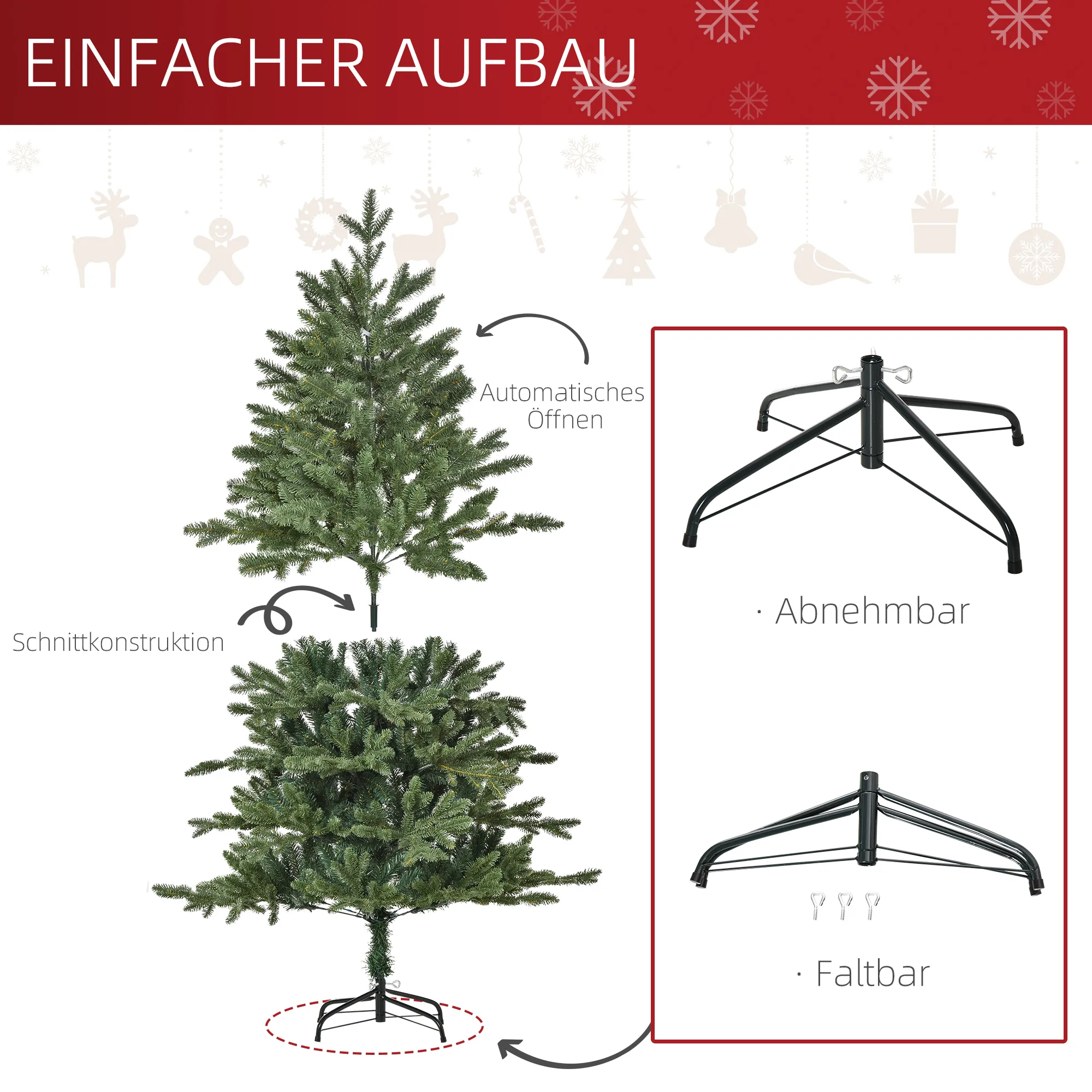 Künstlicher Weihnachtsbaum 150 cm Tannenbaum PVC PE Grün