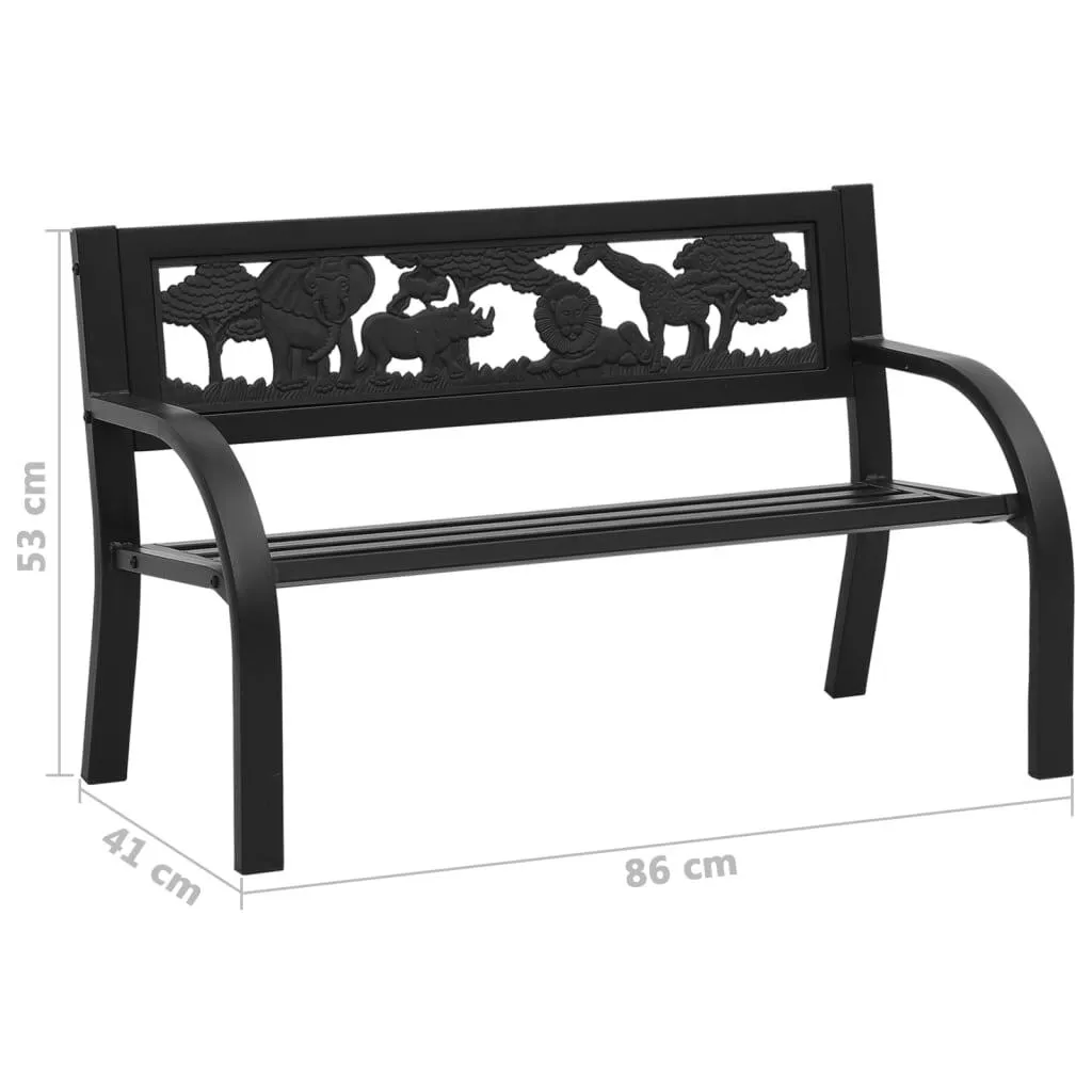 Kinder-Sitzbank aus Stahl Schwarz 86 x 41 x 53 cm