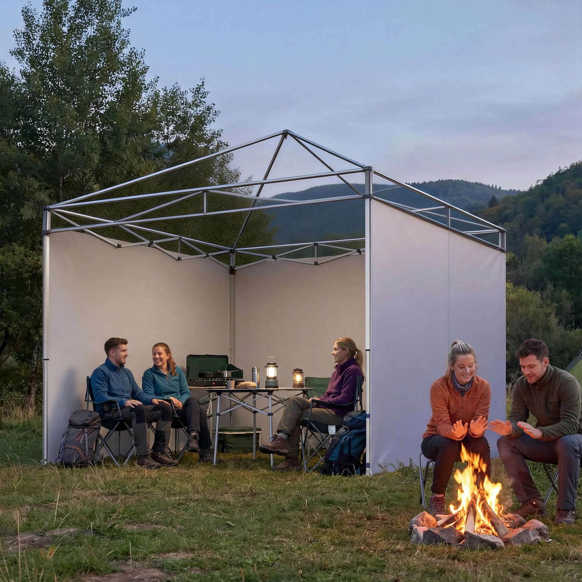 Seitenwände für 3x3m Gazebo Dunkelblau 3-teilig