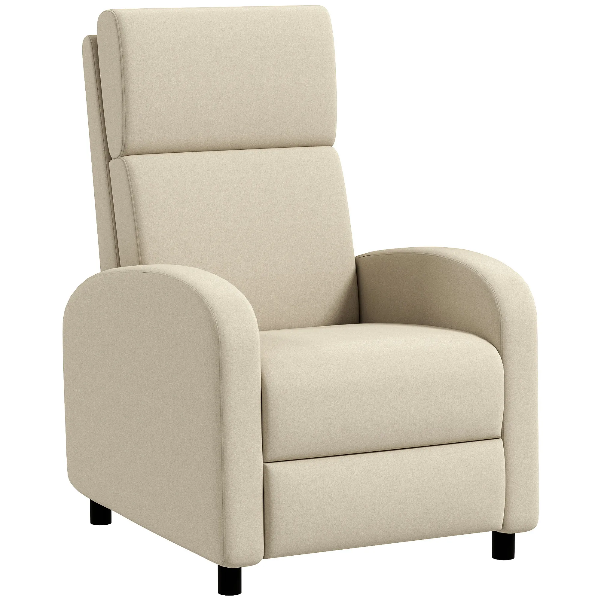 Relaxsessel Fernsehsessel, ausklappbare Fußstütze, neigbar bis zu 160°, 64 x 86 x 102 cm, Creme
