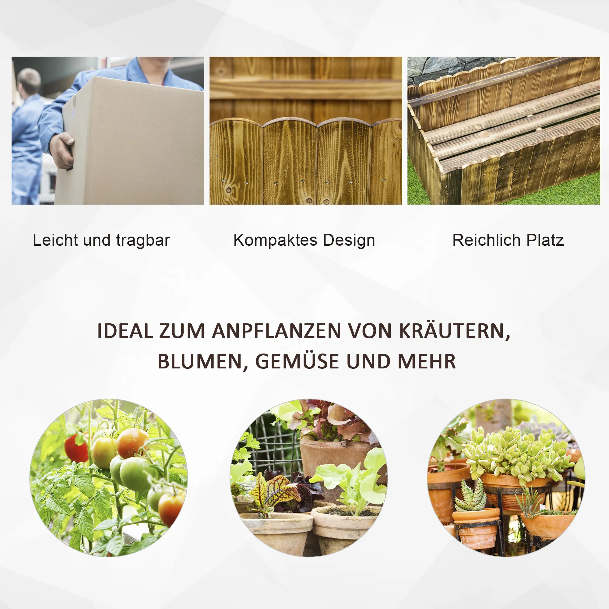 Erhöhtes Gartenbeet 120L x 40B x 40H cm in Verkohlter Optik