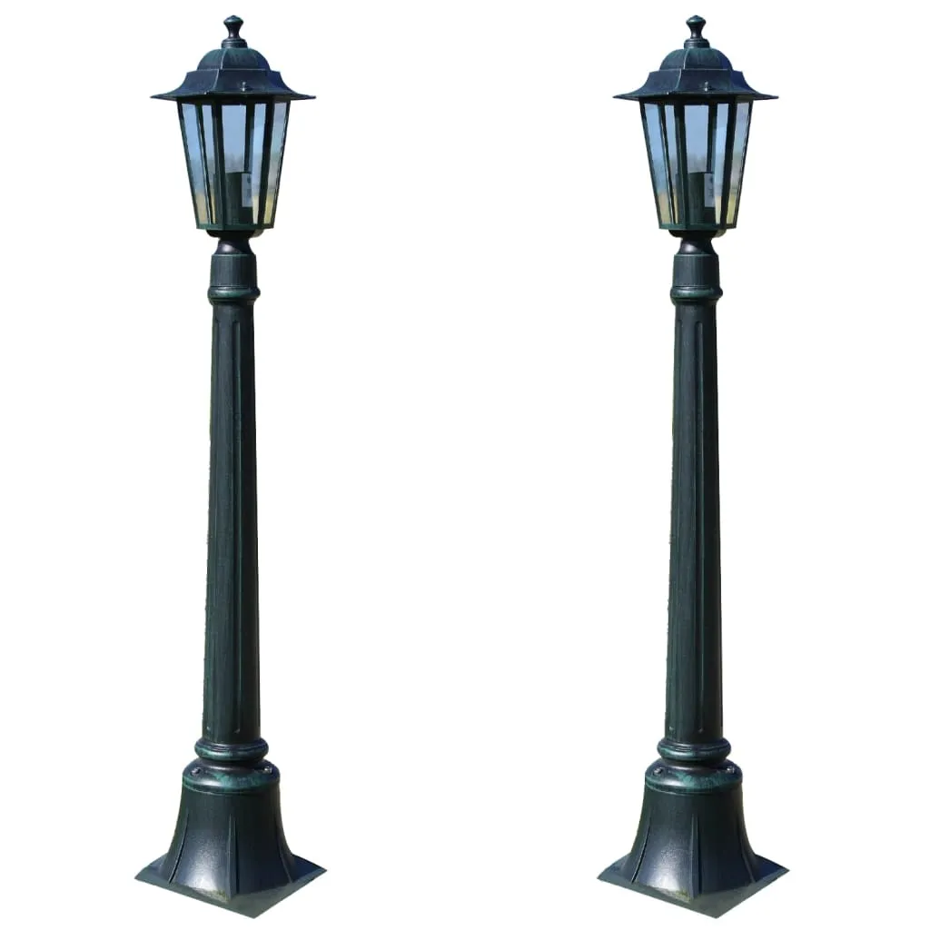 2er Set Gartenlampen Dunkelgrün 105 cm Aluminium und Glas