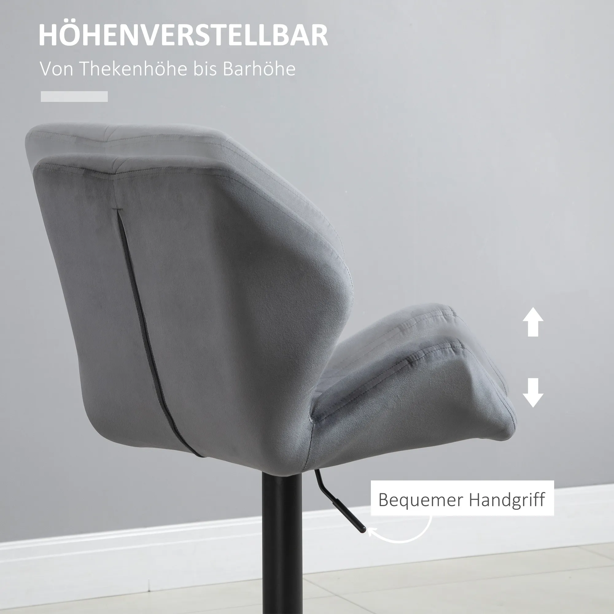 Küchenhocker mit Rückenlehne 57L x 58B x 97-117H cm Blau
