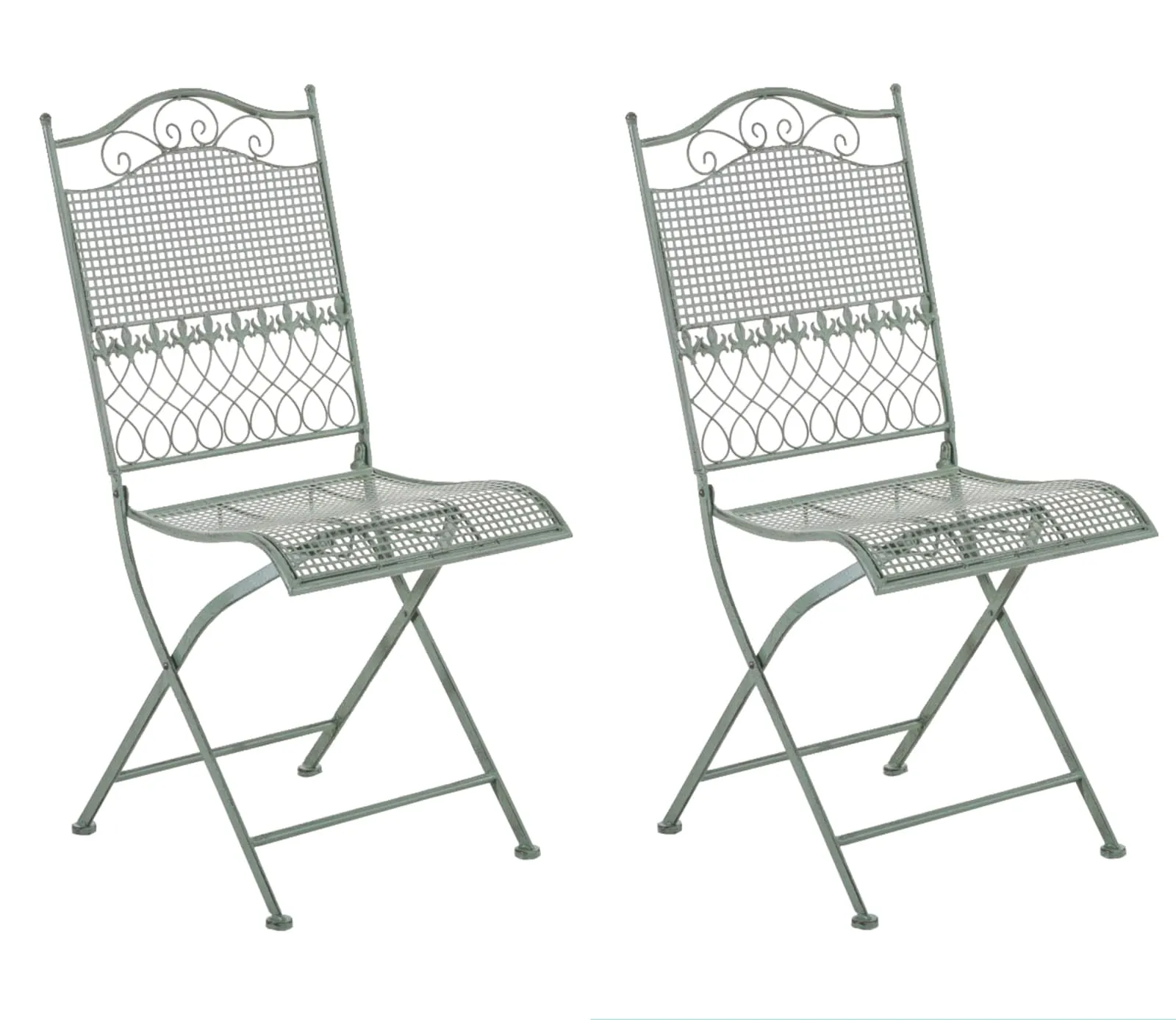 Gartenstühle Kiran 2er Set 91x41x50 cm antik-grün