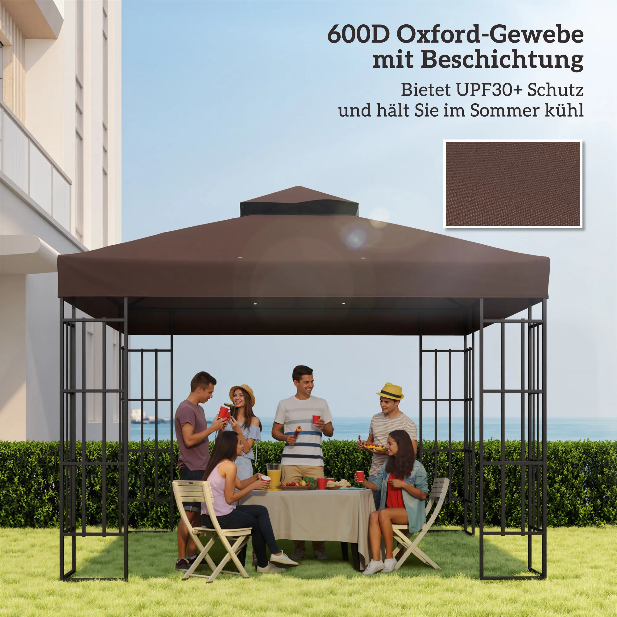 Ersatzdach 300x300 cm Kaffee für Pavillon