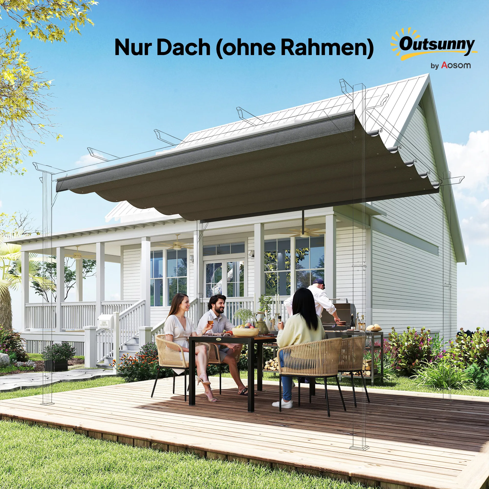 Ersatzdach Dunkelgrau 250L x 255B cm für 3 x 3 m Pavillons