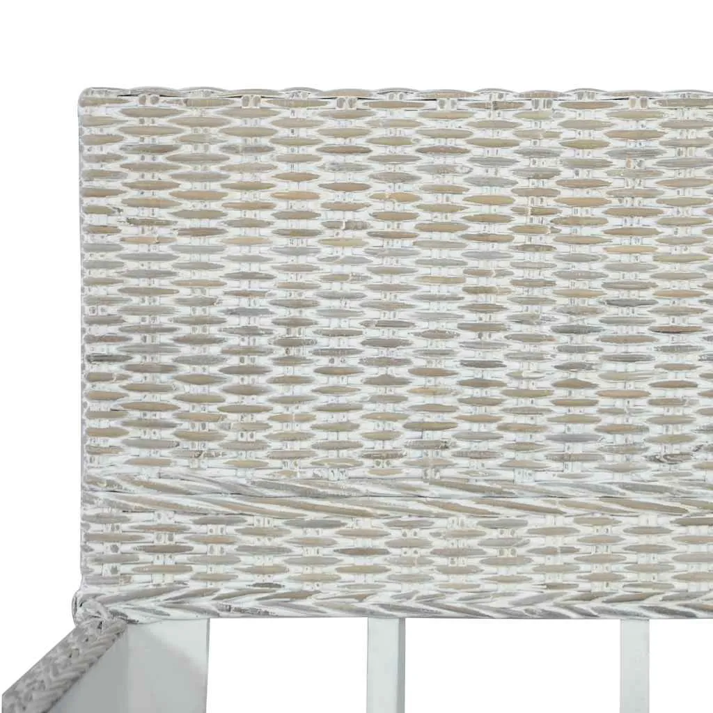 Bettgestell aus Massivholz und Rattan 210x149x77 cm Grau