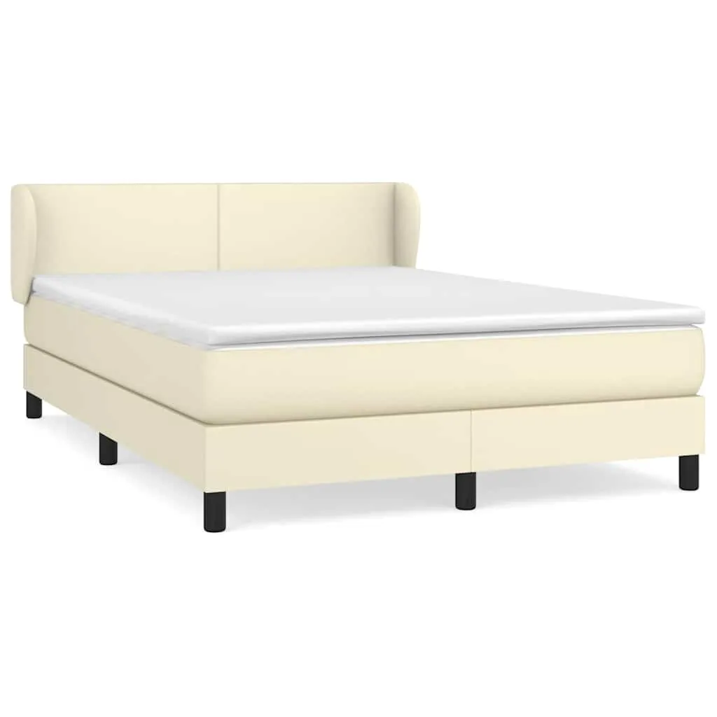 Boxspringbett Kunstleder Creme 140x200 cm inkl. Matratze & Topper