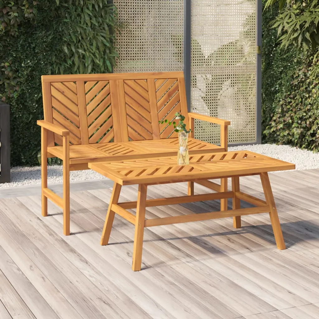 Gartenbank aus Echtholz 109x62,5x89 cm in Naturfarbe mit Fischgräten-Design