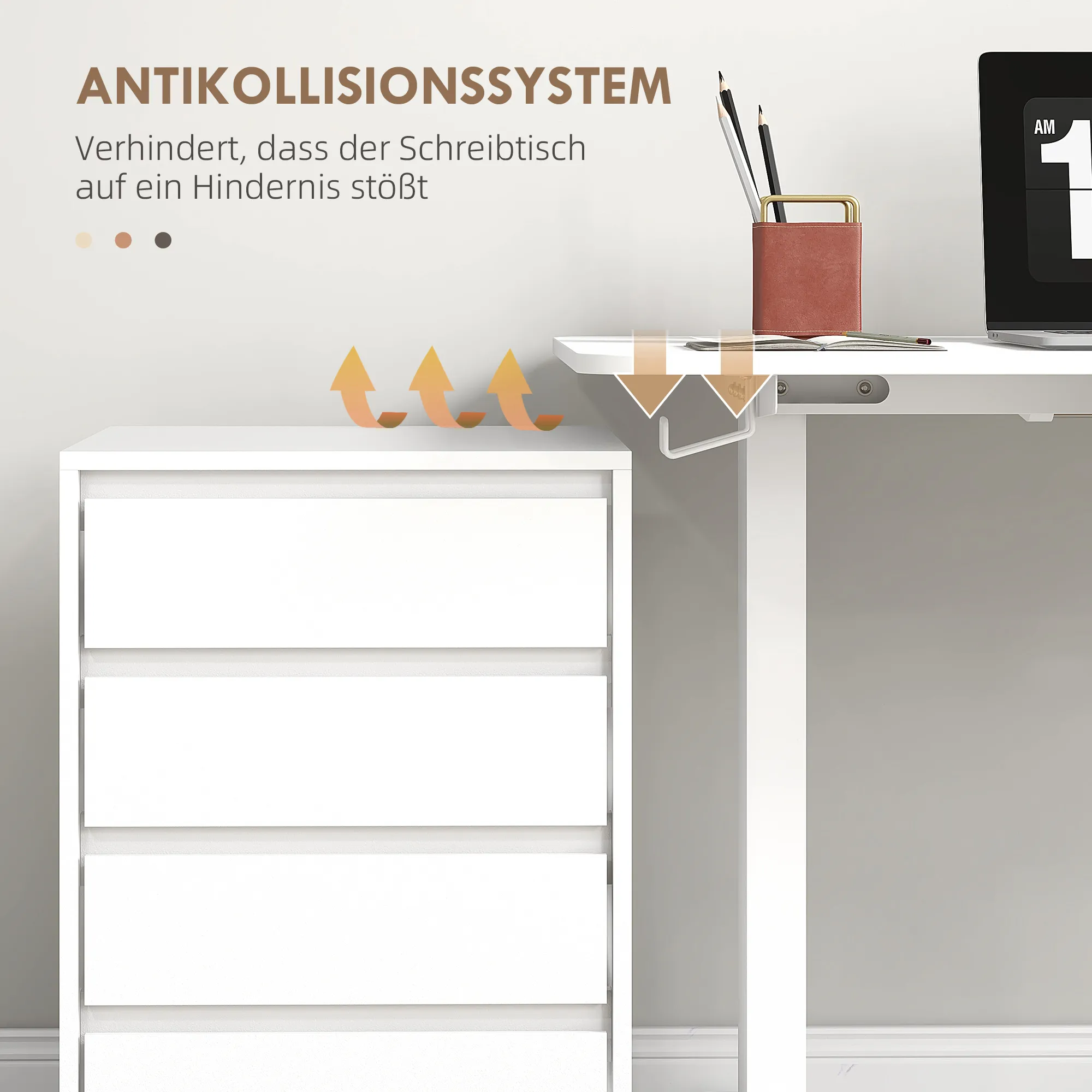 Stehschreibtisch, höhenverstellbar, 120x60x72-116cm, Weiß