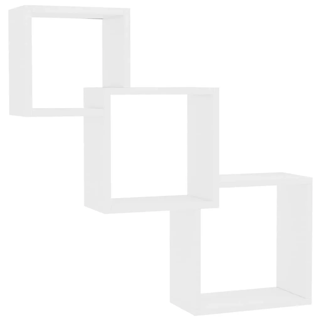 Würfel-Wandregalset Weiß 68x15x68 cm aus robustem Massivholz