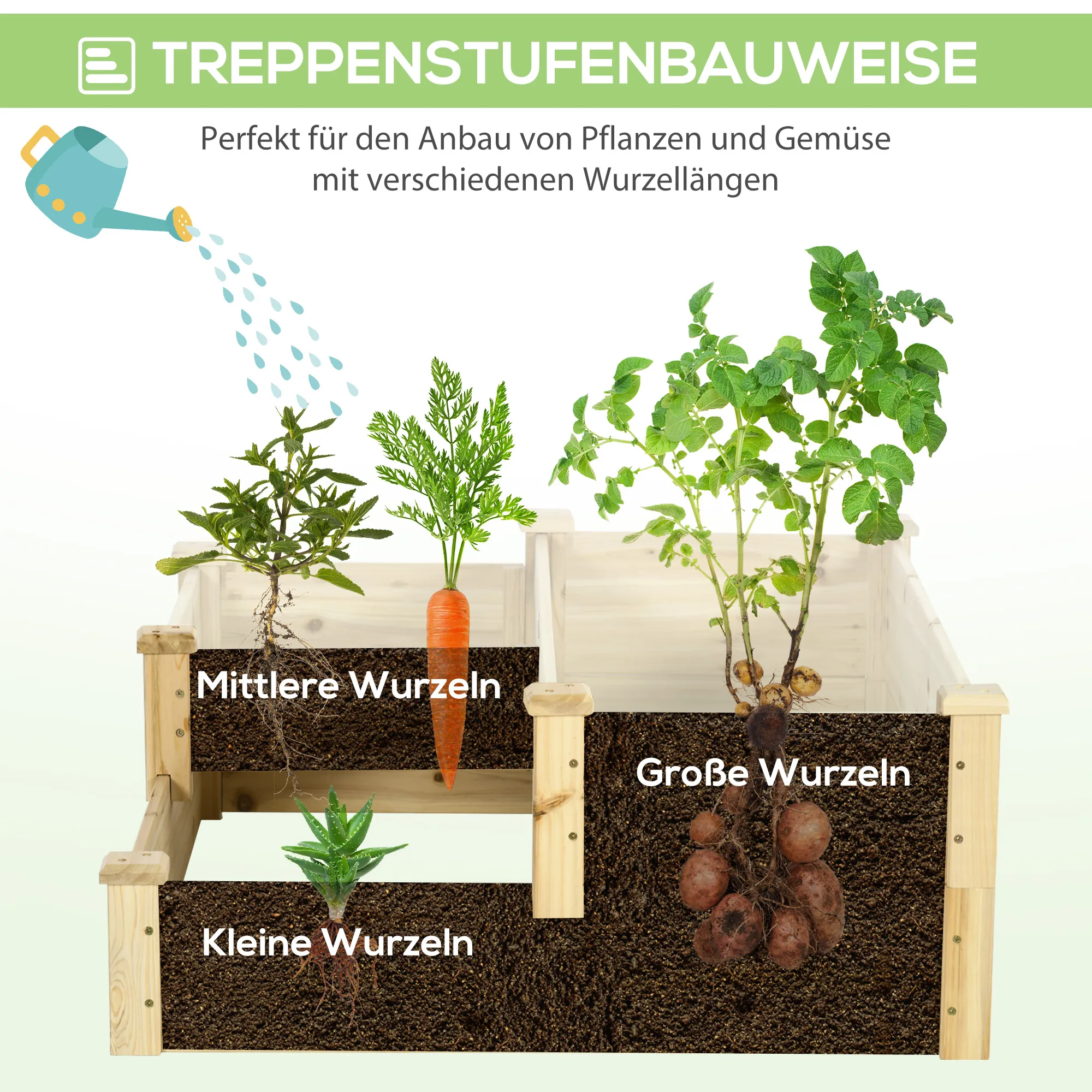 Hochbeet aus Tannenholz 108x88x36 cm, Natur