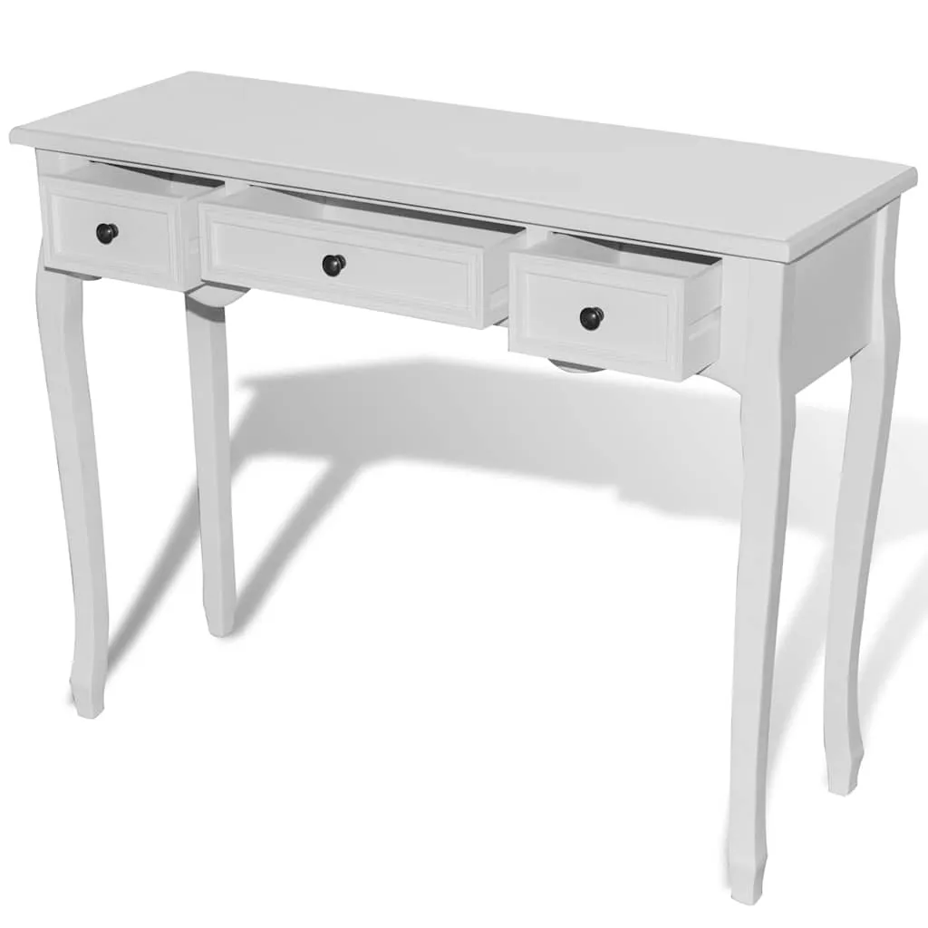 Konsolentisch Weiß 100 x 35 x 78 cm mit 3 Schubfächern