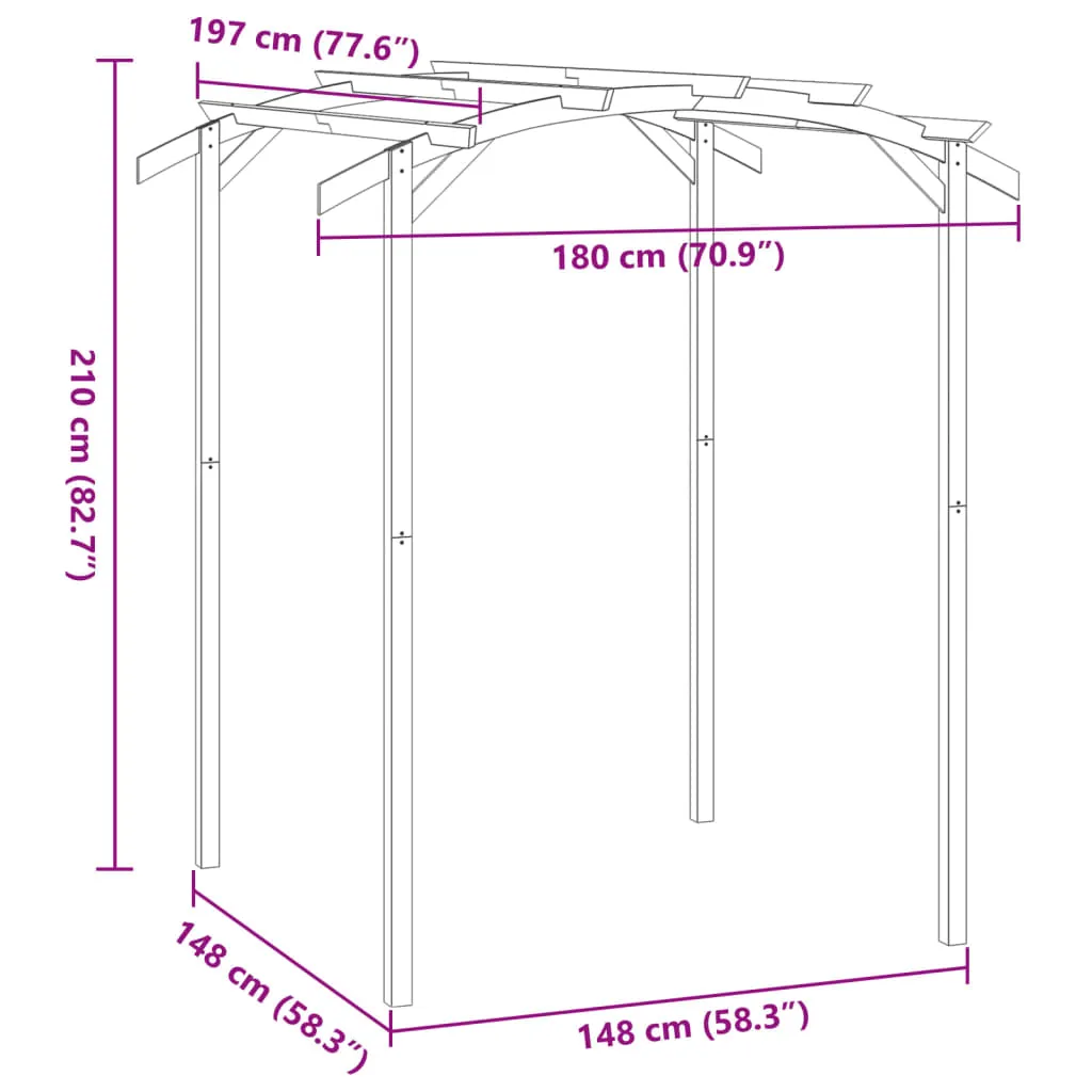 Gartenpergola aus kesseldruckimprägniertem Massivholz 180x197x210 cm grün