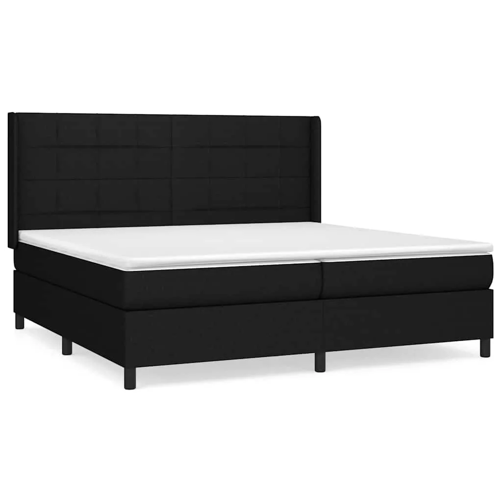 Boxspringbett Stoff Schwarz 203x203 cm mit Taschenfederkern