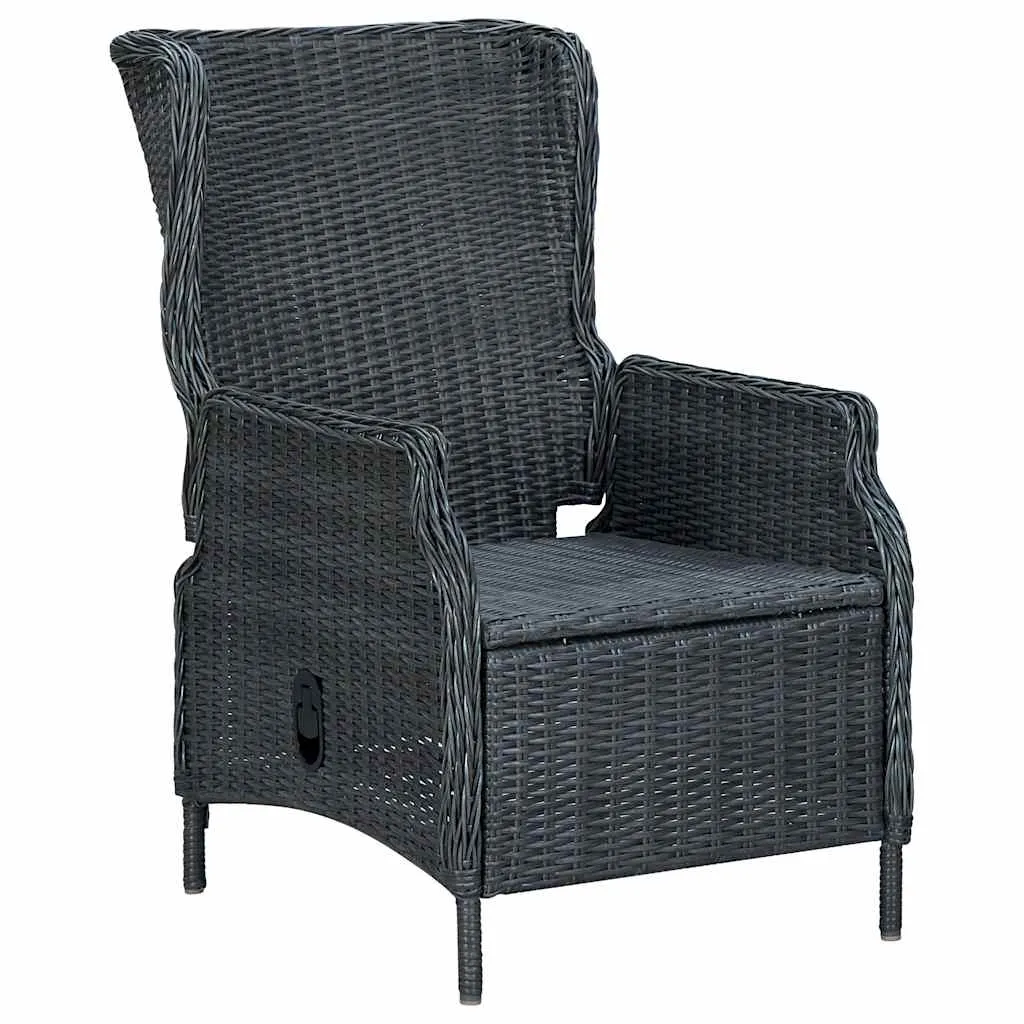 Gartensessel aus rundem PE-Rattan 57x88x100 cm Dunkelgrau mit Liegefunktion