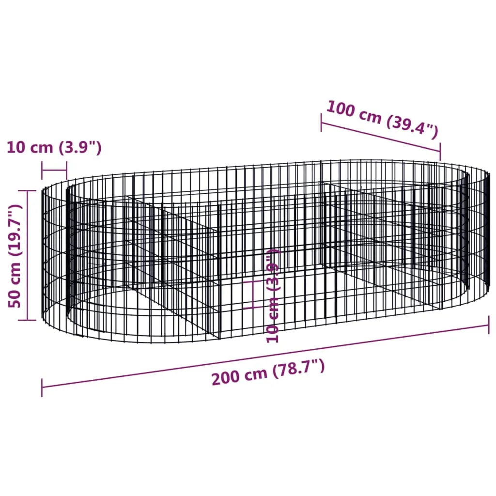 Gabionen-Hochbeet 200 x 100 x 50 cm in Silber