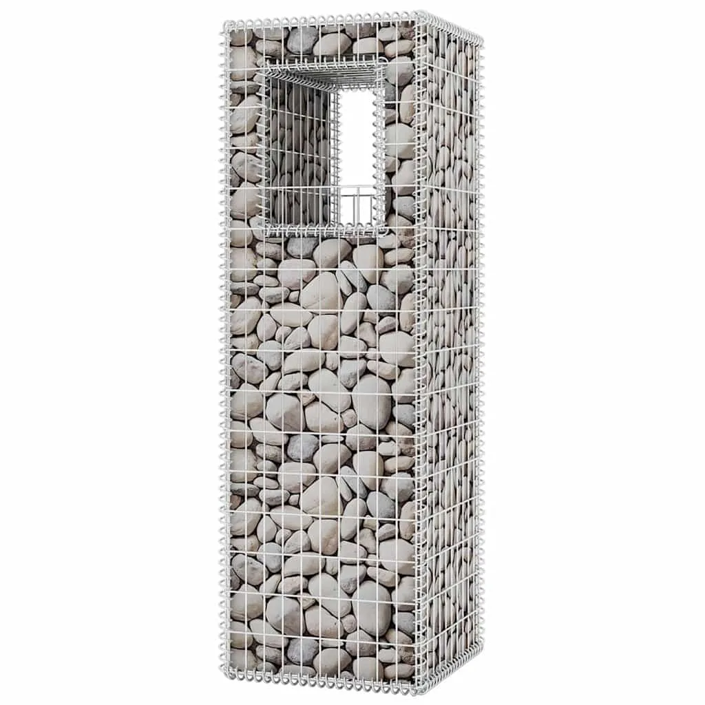Steinkorb-Set Silber 50x50x160 cm aus verzinktem Stahl, 2 Stück