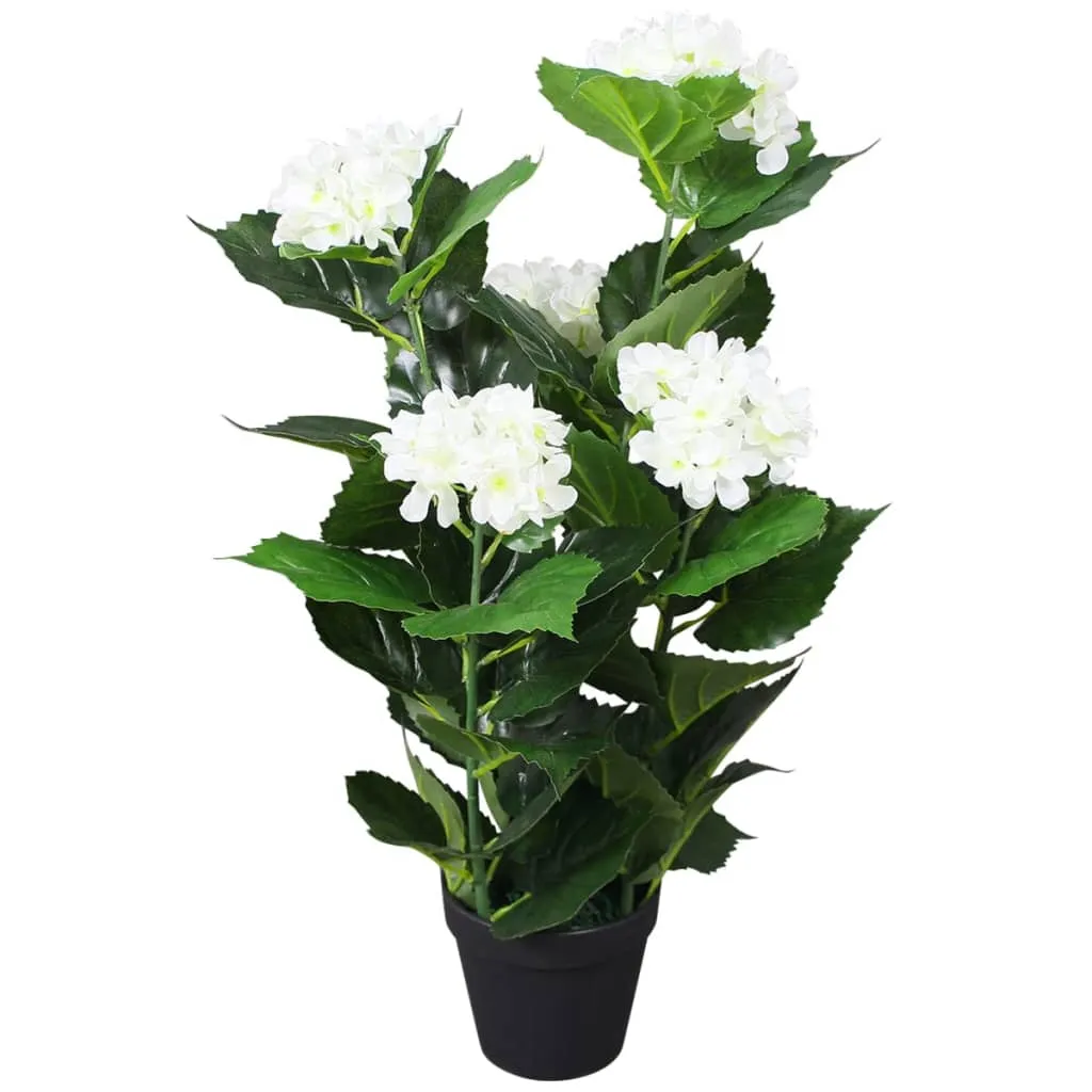 Künstliche Hortensie 60 cm in Weiß mit 51 Blättern und 5 Blüten