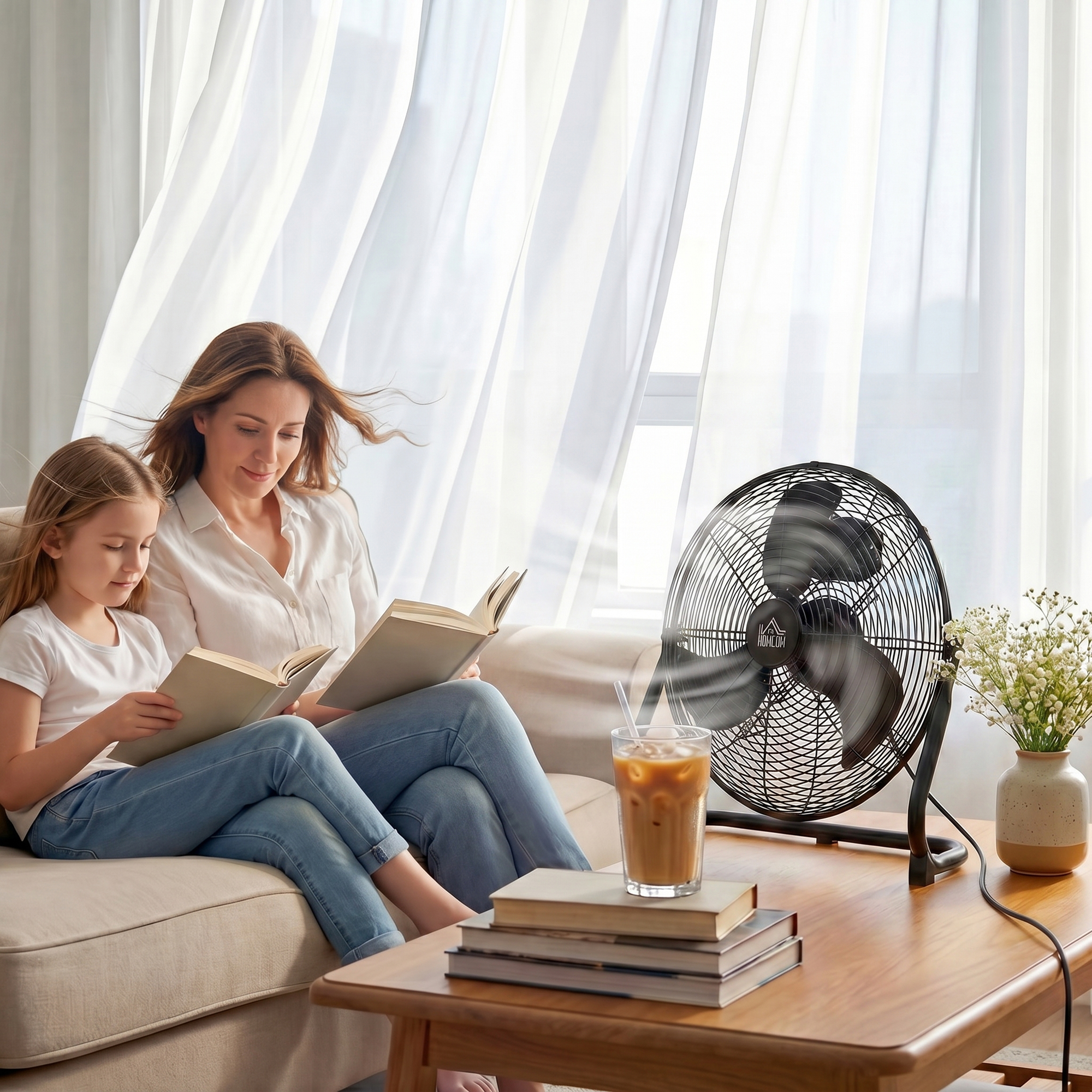 Elektrischer Tischventilator 39x18x39 cm in Schwarz