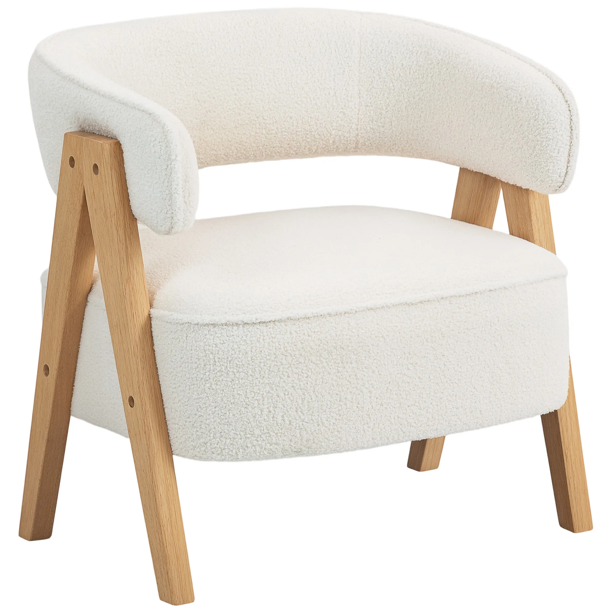 Akzentstuhl Weiß 70B x 64T x 71H cm mit Fleece-Stoff