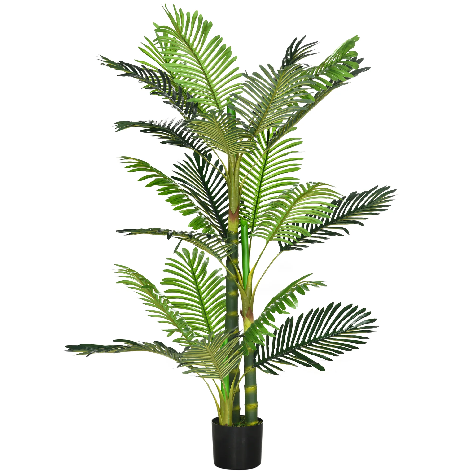 Kunstpflanze, künstliche Palme, inkl. Übertopf  19,5 cm x 19,5 cm x 150 cm, Grün + Schwarz