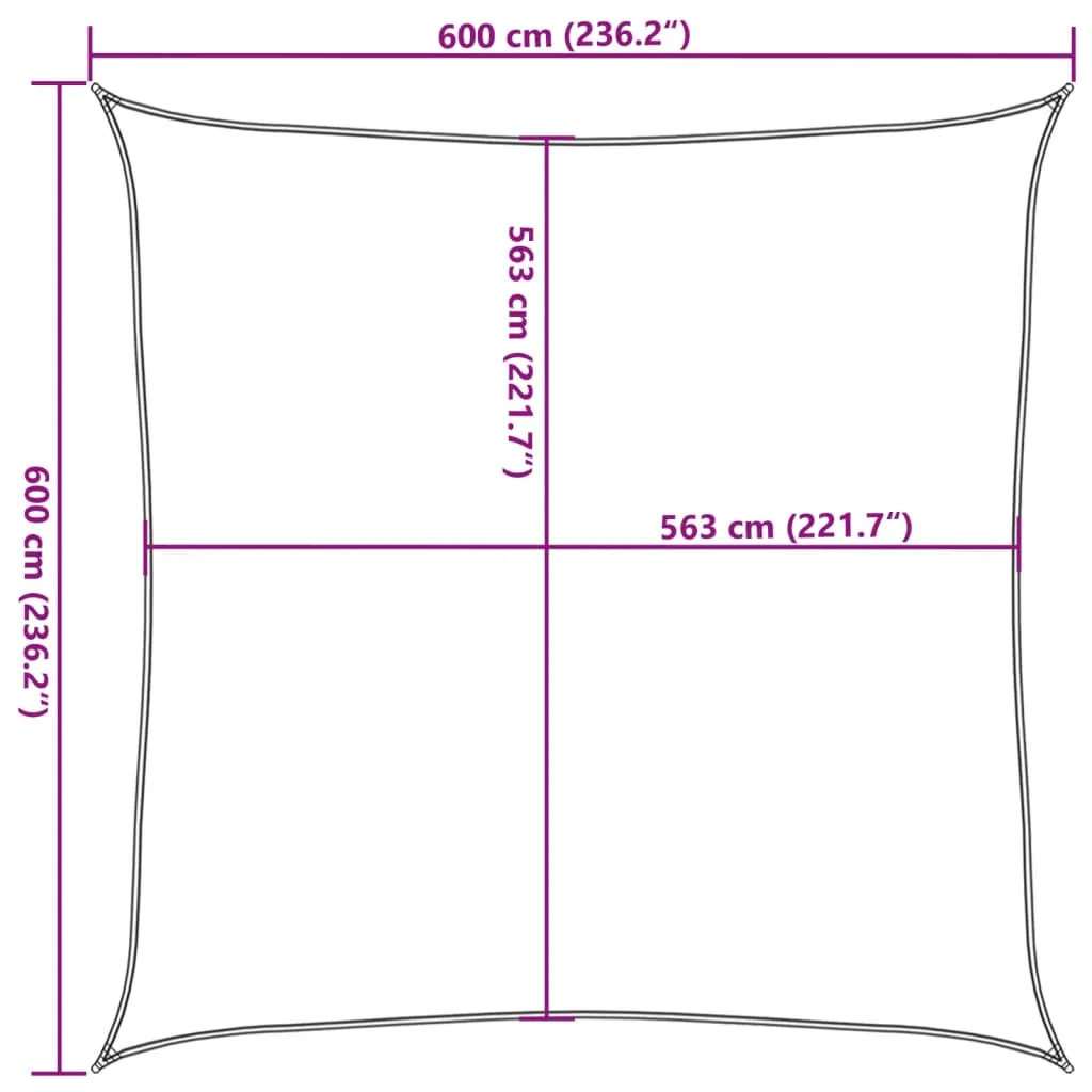 Sonnensegel Sand 6x6 m aus 100 % Polyester-Oxford mit PU-Beschichtung
