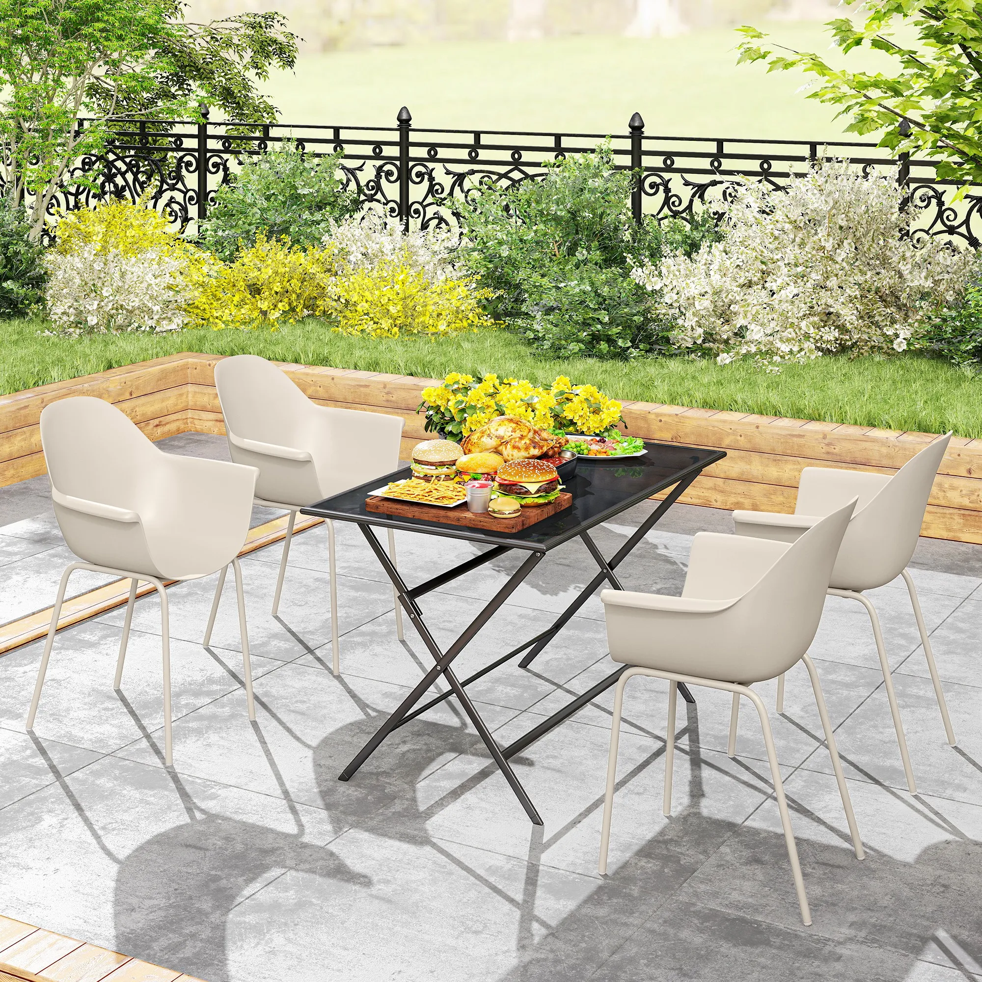 Gartenstühle Grau 59L x 55B x 84H cm