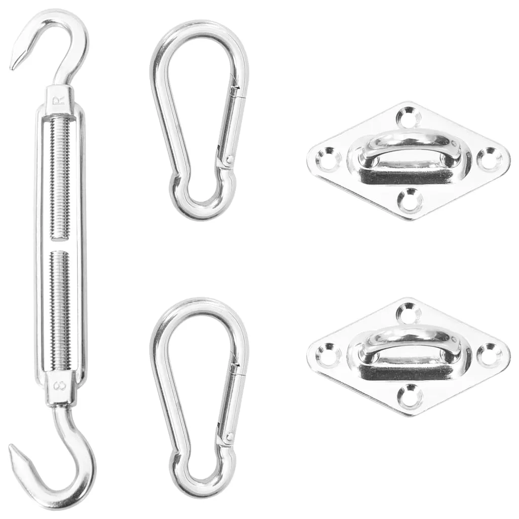Sonnensegel-Befestigungsset Edelstahl 316 Silber 190x290 mm