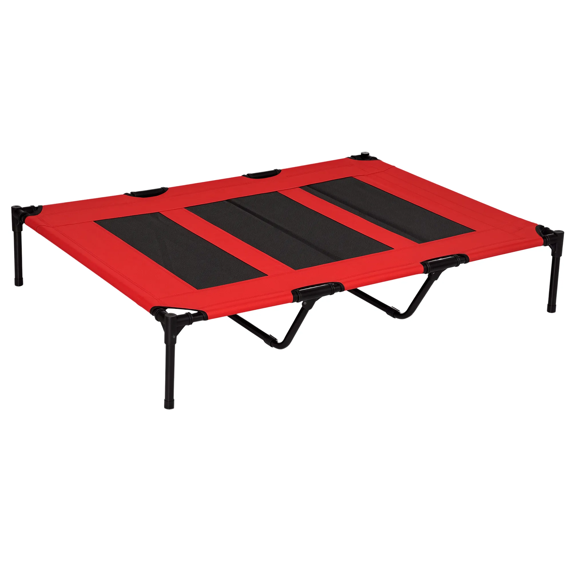 Hundebett, faltbar, Outdoor-Hundebett, erhöhter Stand, 122 cm x 92 cm x 23 cm, Rot + Schwarz
