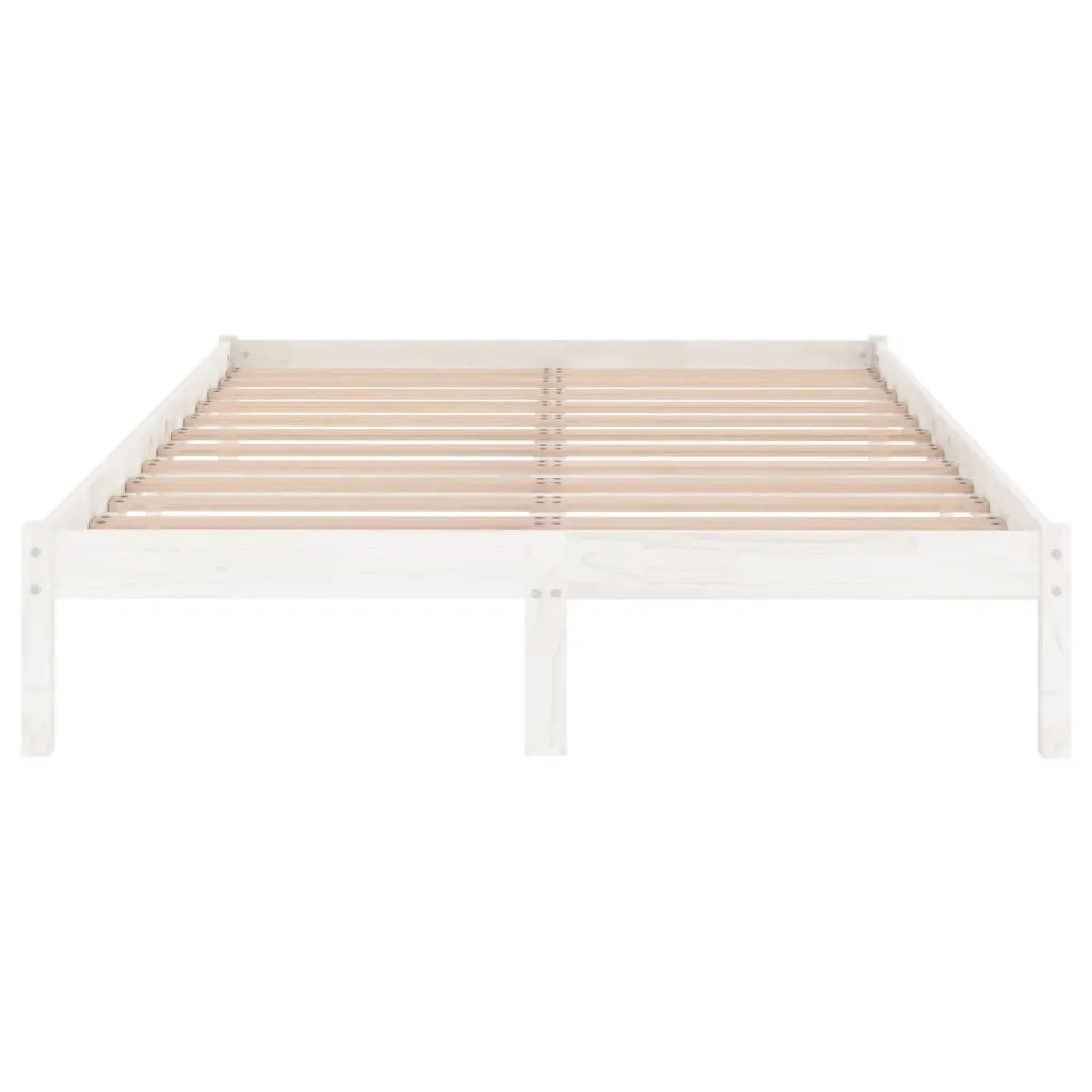 Massivholz Bett 195,5x145,5x31 cm Weiß für Matratze 140x190 cm