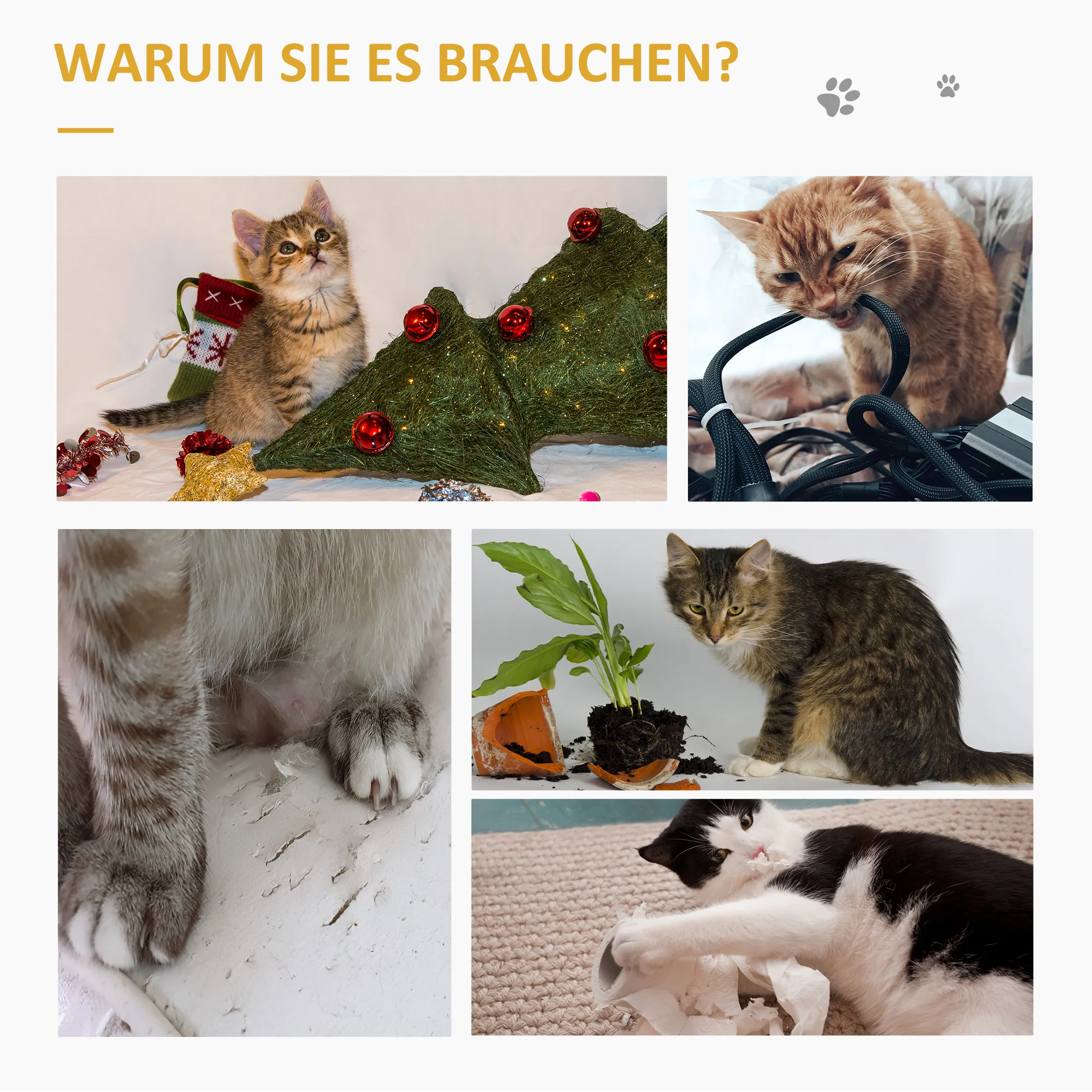 Kratzmatten-Set Grau 130L x 45B x 0,3T cm für Katzen