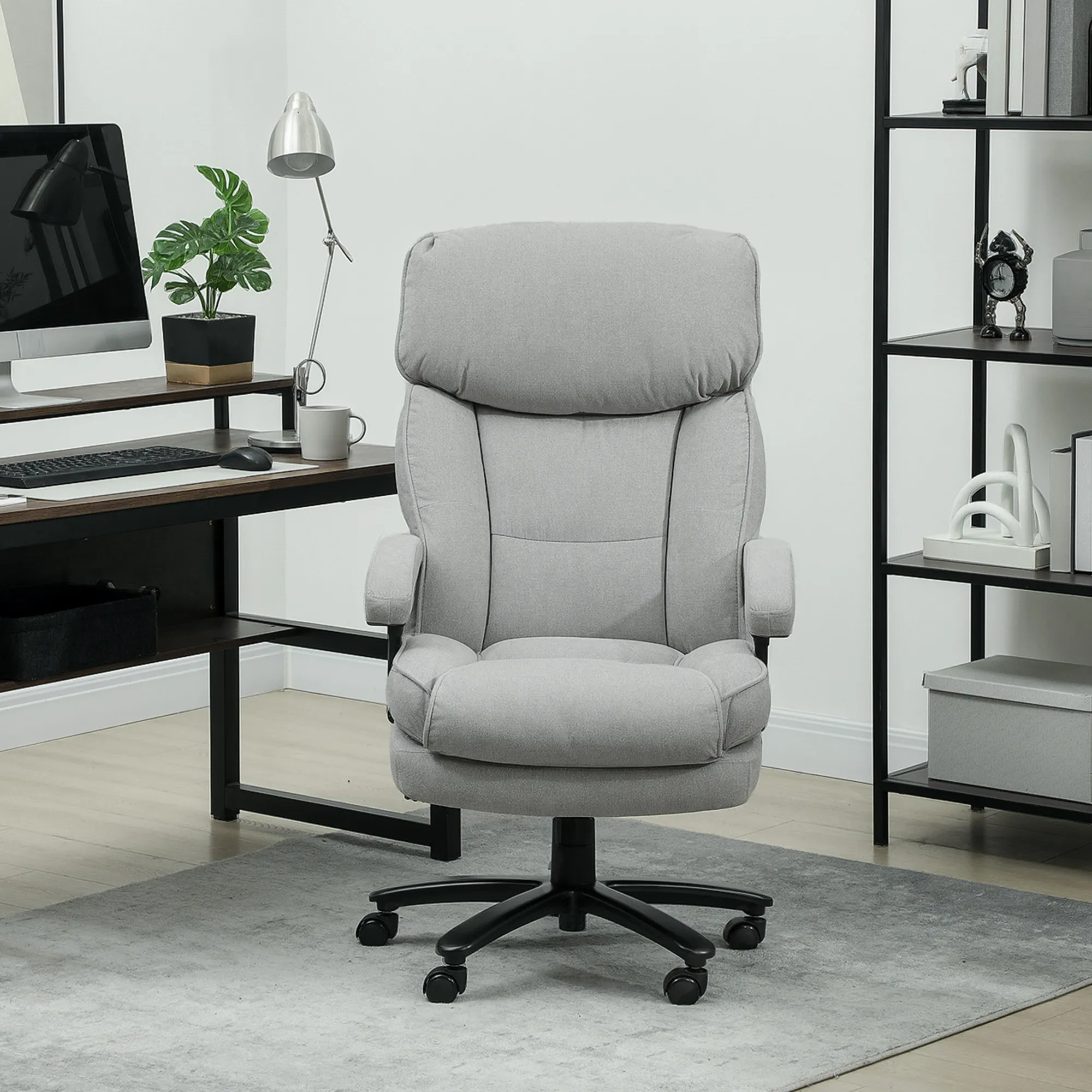 Schreibtischsessel Hellgrau 68,5B x 79T x 117-125H cm