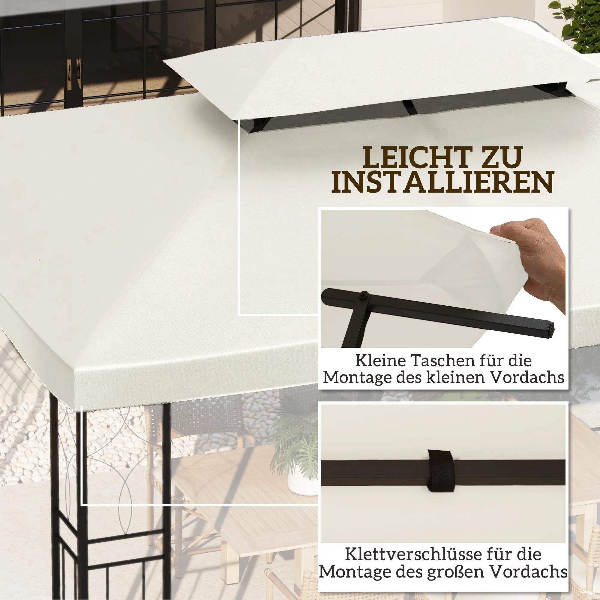 Ersatzdach für Gartenpavillon 4x3m Cremeweiß