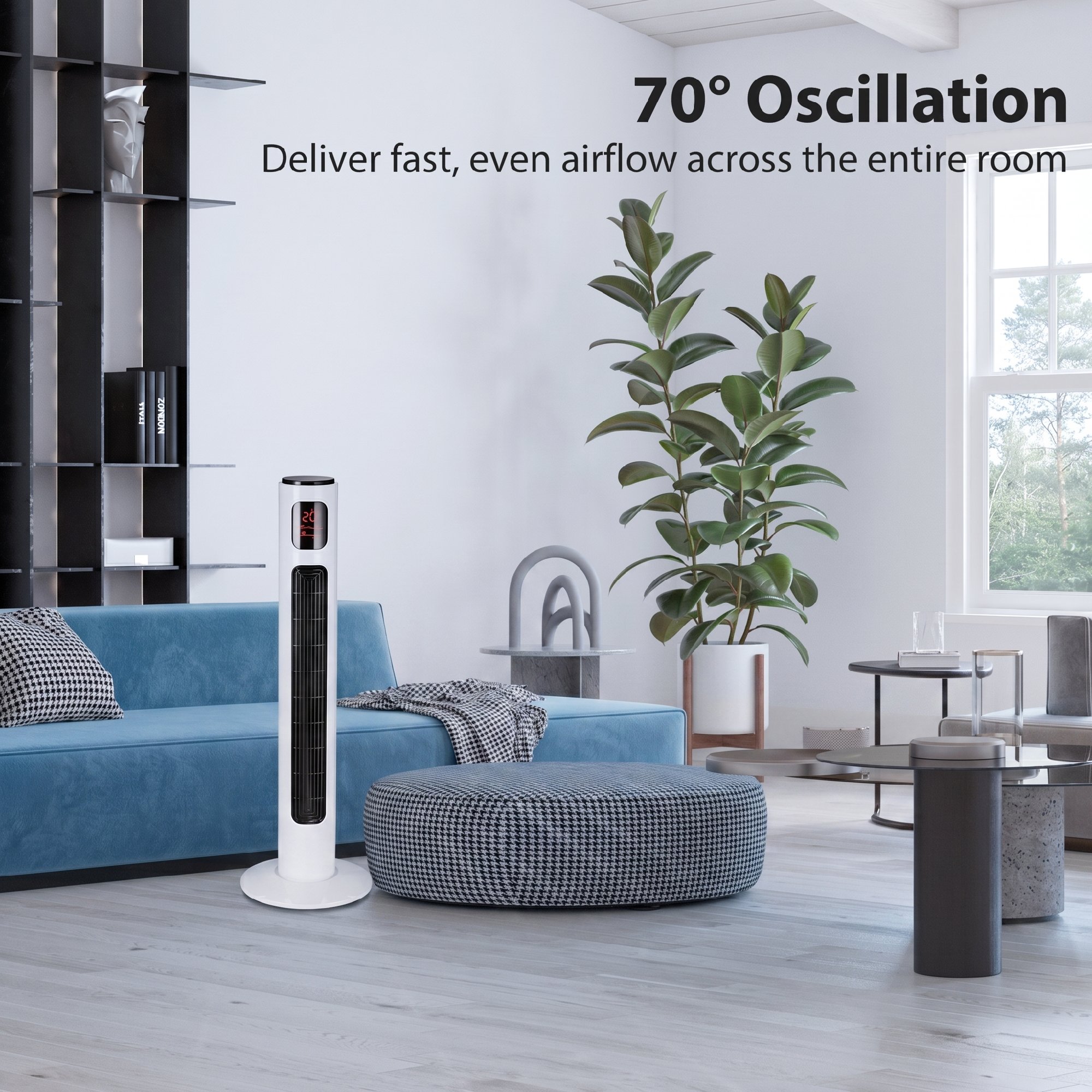 Turmventilator 32L x 32L x 96H cm in Weiß und Schwarz
