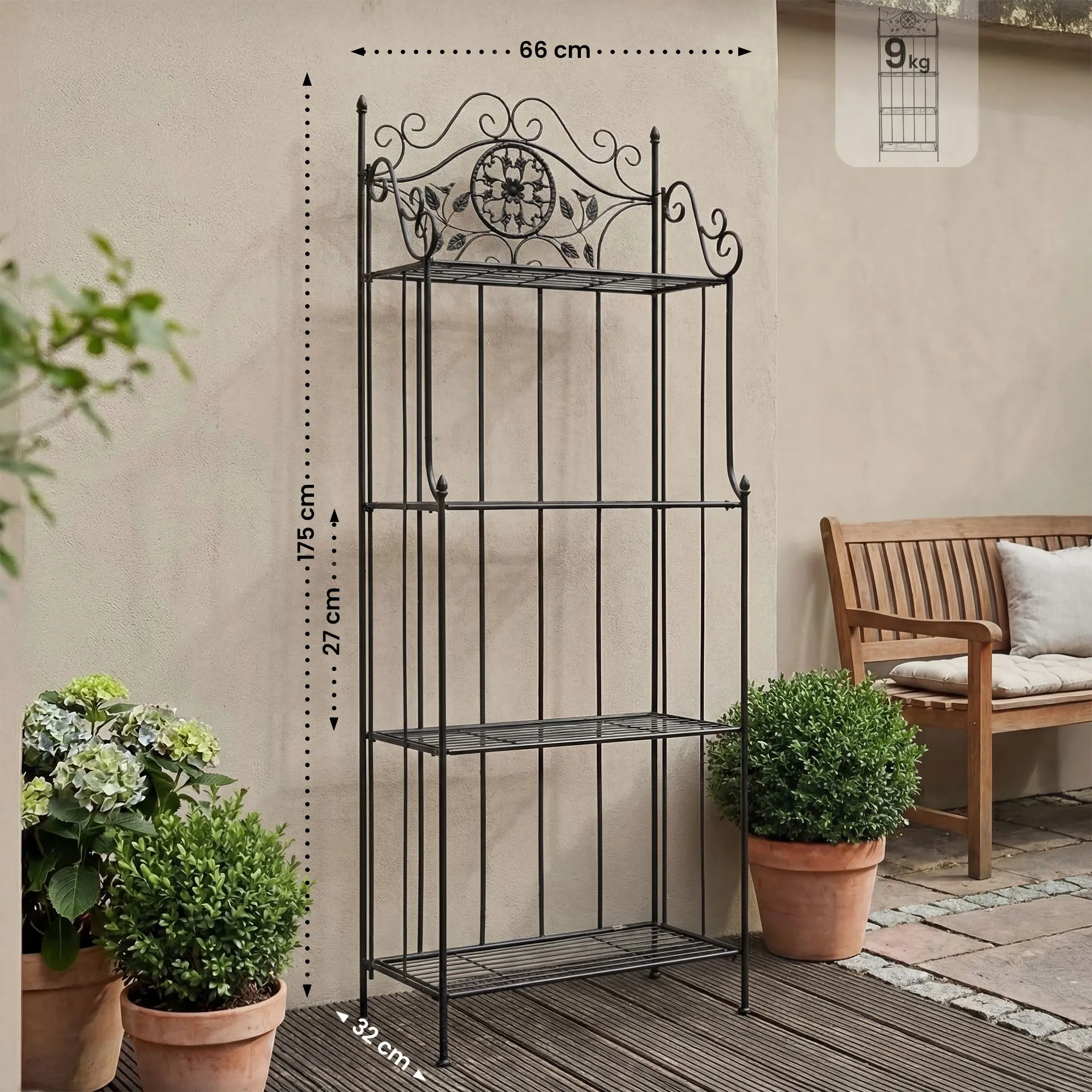 Pflanzenregal Flora klappbar 175x66x32 cm schwarz