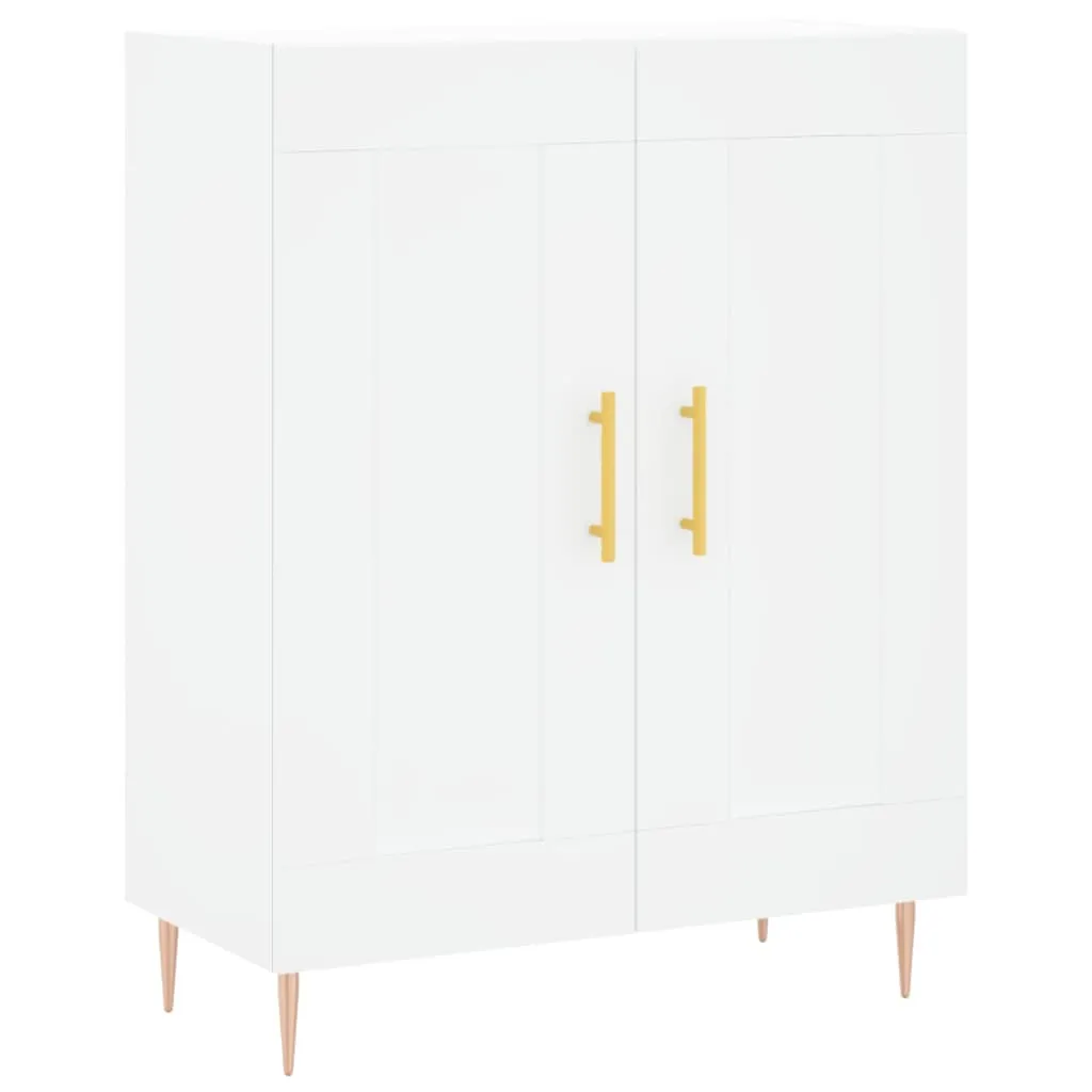 Weißes Highboard aus Holzwerkstoff und Metall 69,5 x 34 x 180 cm